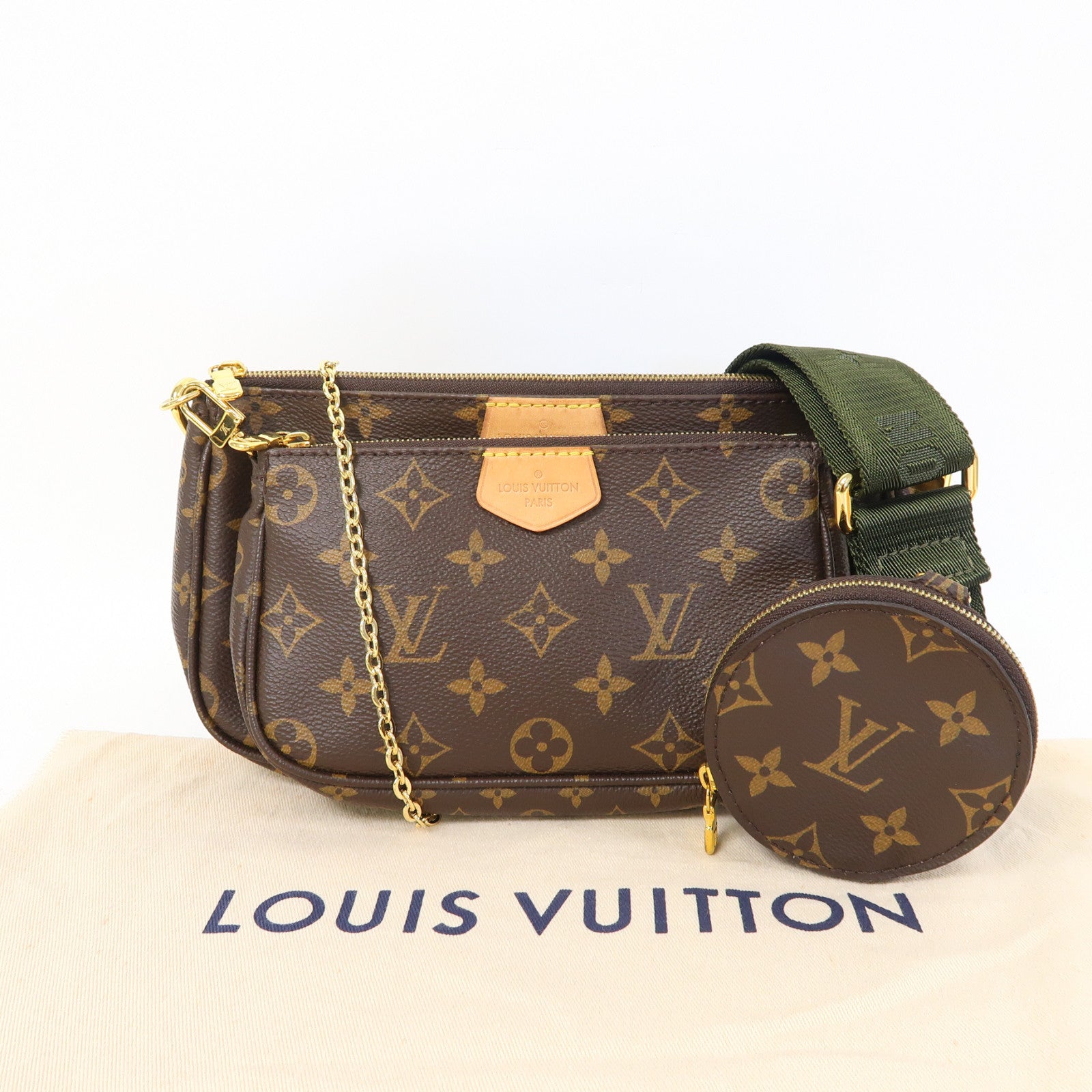 LOUIS VUITTON Monogram Multi Pochette金扣肩背袋啡色