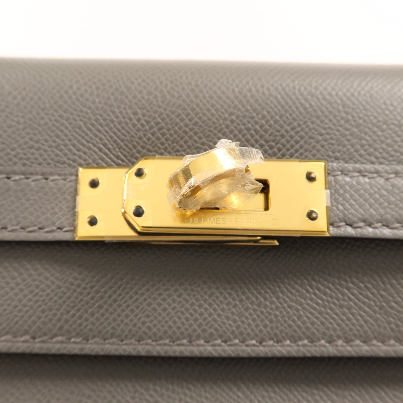 HERMES Madame皮革Kelly 25金扣手挽肩背兩用袋Gris Meyer