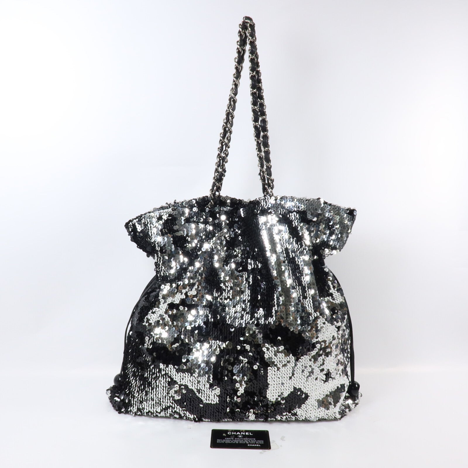 CHANEL 珠片CC Drawstring Tote Bag鏈帶手挽袋