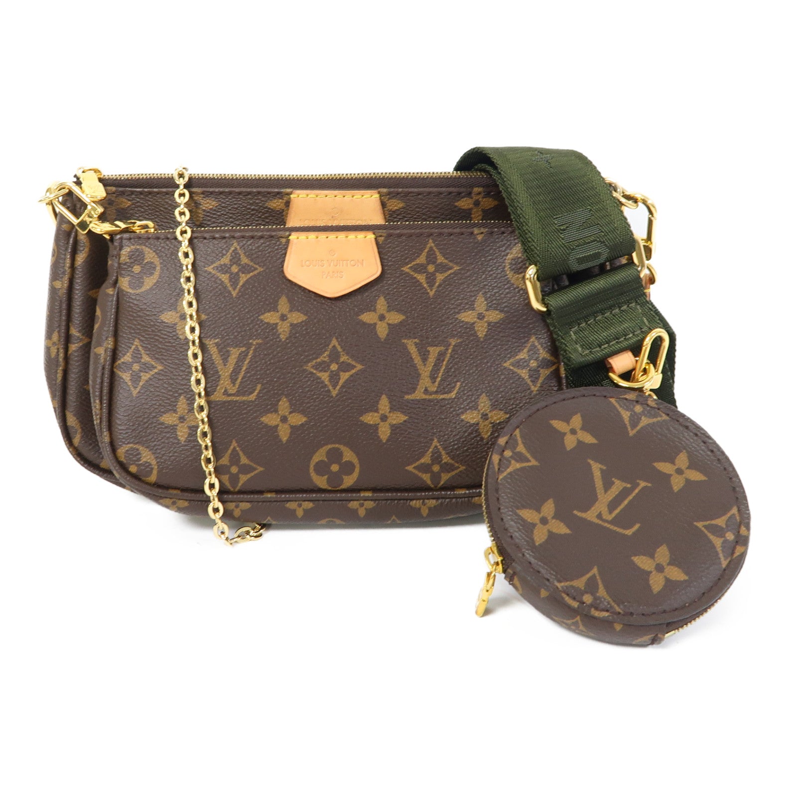 LOUIS VUITTON Monogram Multi Pochette金扣肩背袋啡色