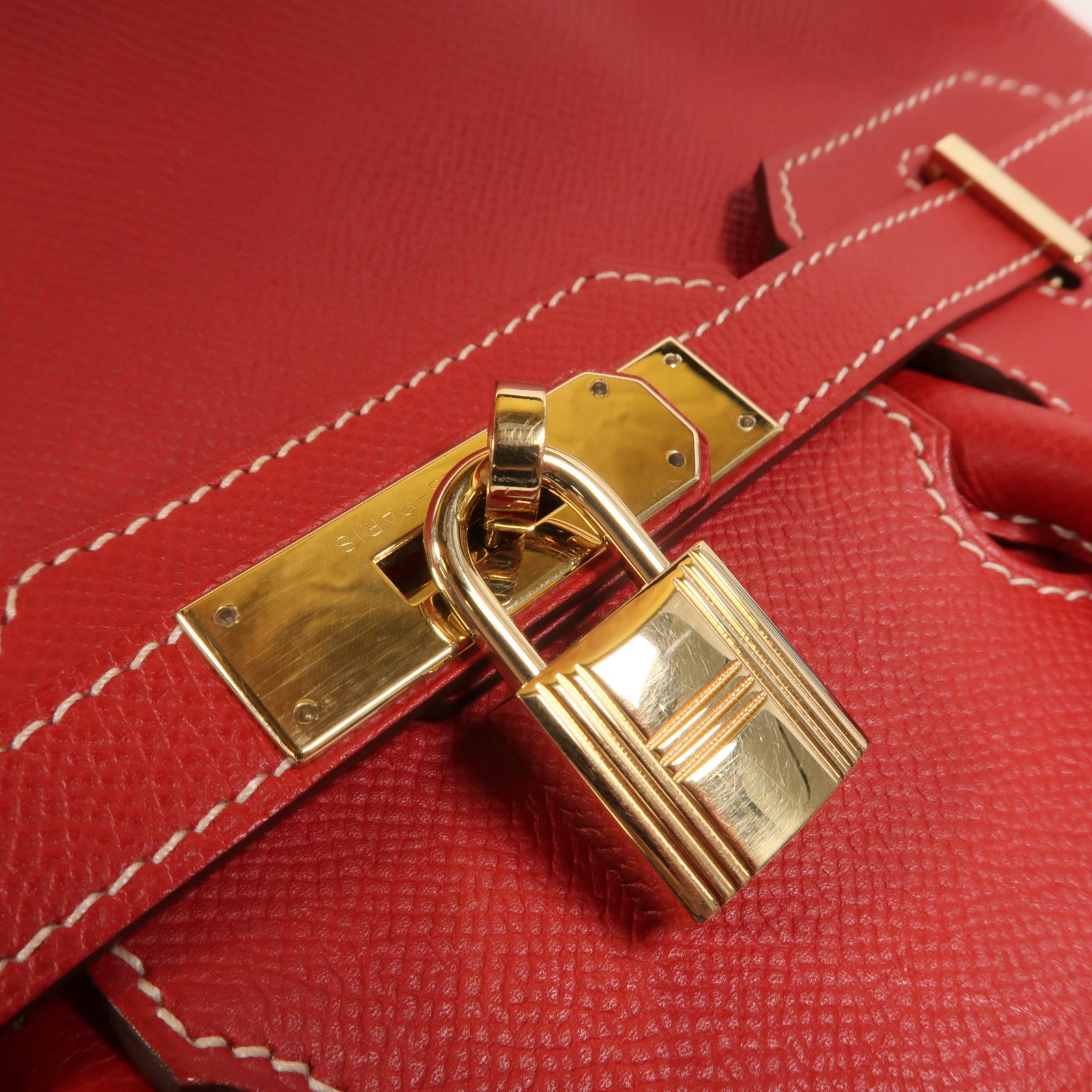 HERMES Epsom皮革Birkin 30手挽袋Rouge Casaque