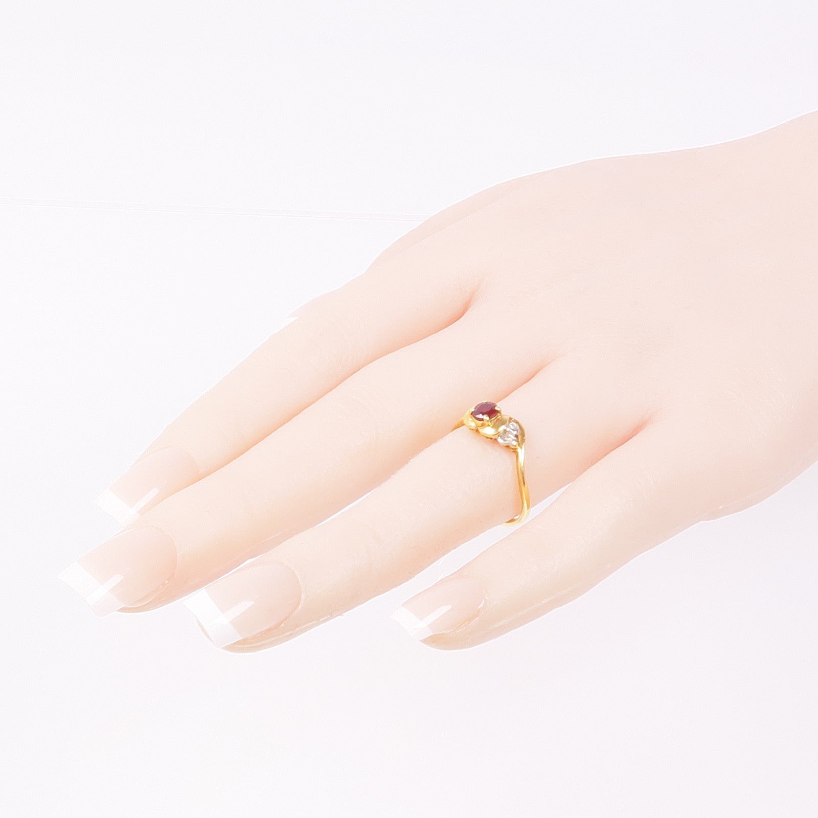 JEWELRY 【激減優惠】18K黃金/白金Ruby Diamond Ring紅寶石鑽石戒指US#6.75