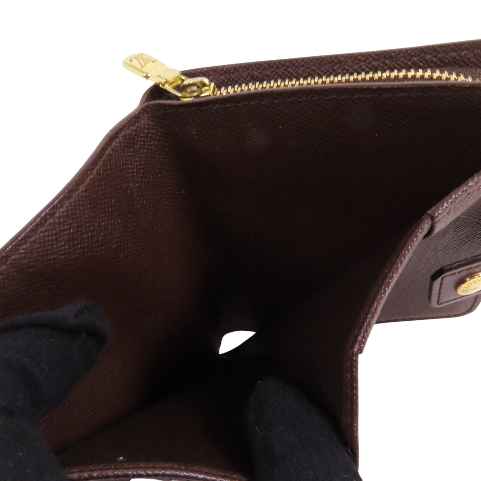 LOUIS VUITTON Damier Ebene Compact Zip Wallet金扣短錢包