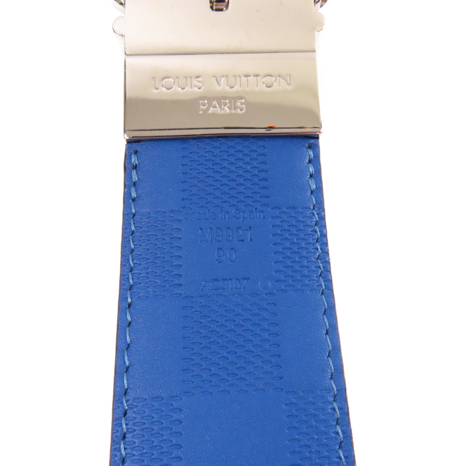 LOUIS VUITTON Damier Graphite Reversible Belt銀扣皮帶黑色/藍色