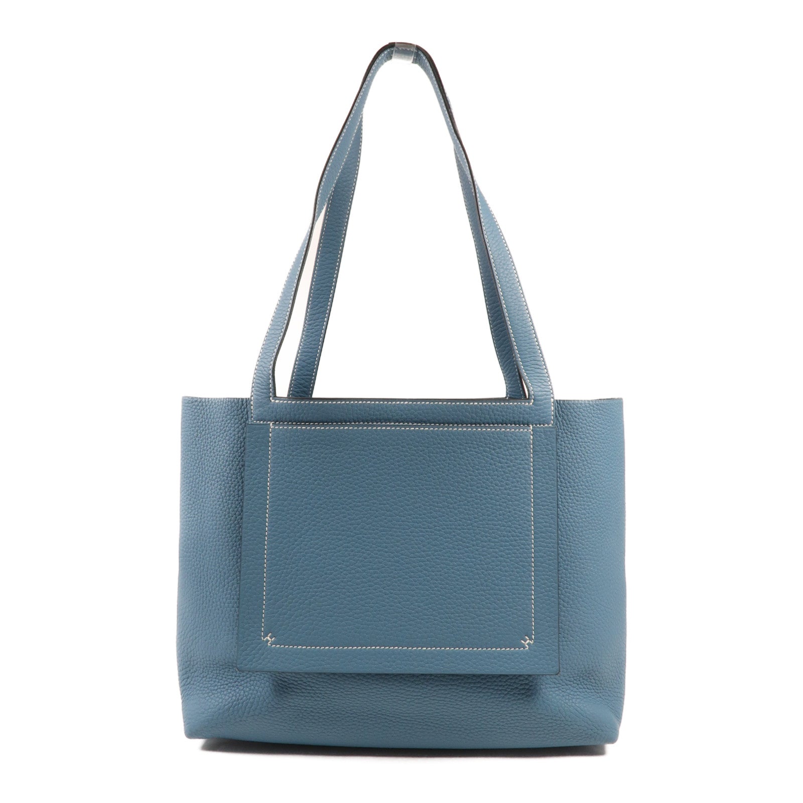 HERMES Clemence皮革Cabasellier 31手挽袋Bleu Frida