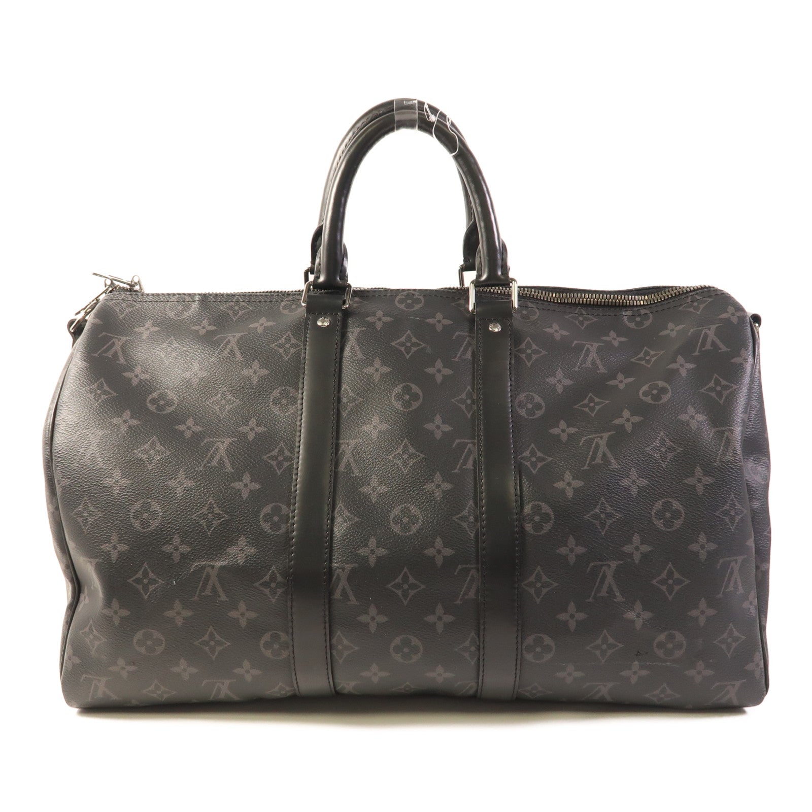 LOUIS VUITTON Monogram Eclipse Keepall 45 Bandouliere銀扣手挽肩背兩用袋