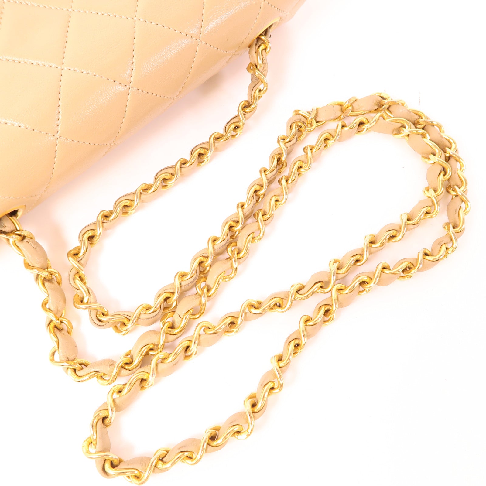 CHANEL 牛皮皮革Chain Shoulder金扣鏈帶肩背袋