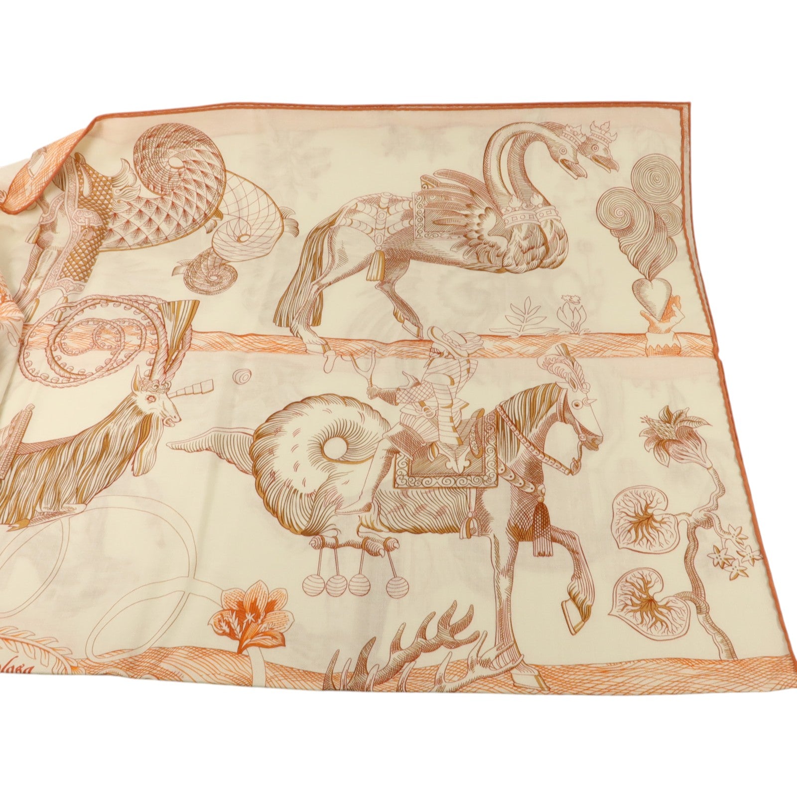 HERMES 羊絨/絲質Scarf 140X140絲巾