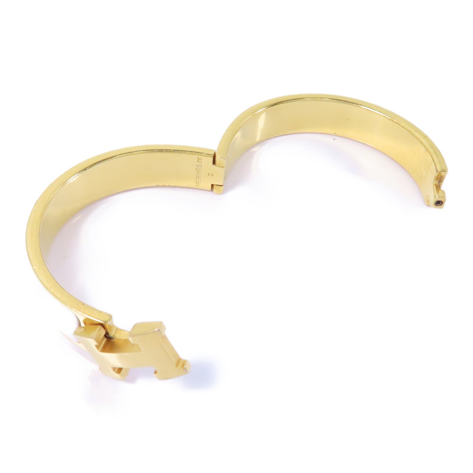 HERMES 金屬H Bangle手鐲金色/白色