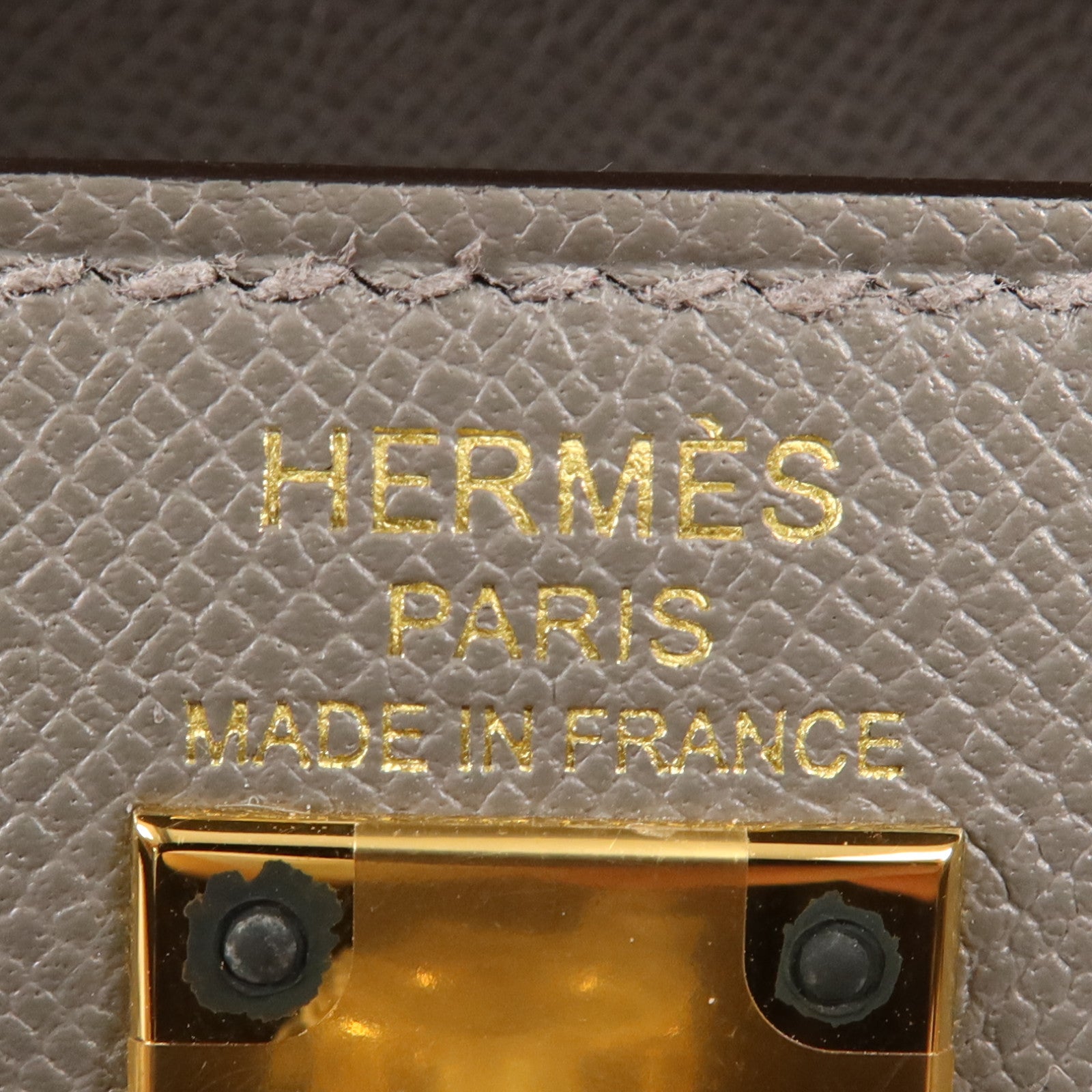 HERMES Madame皮革Kelly 25金扣手挽肩背兩用袋Gris Meyer