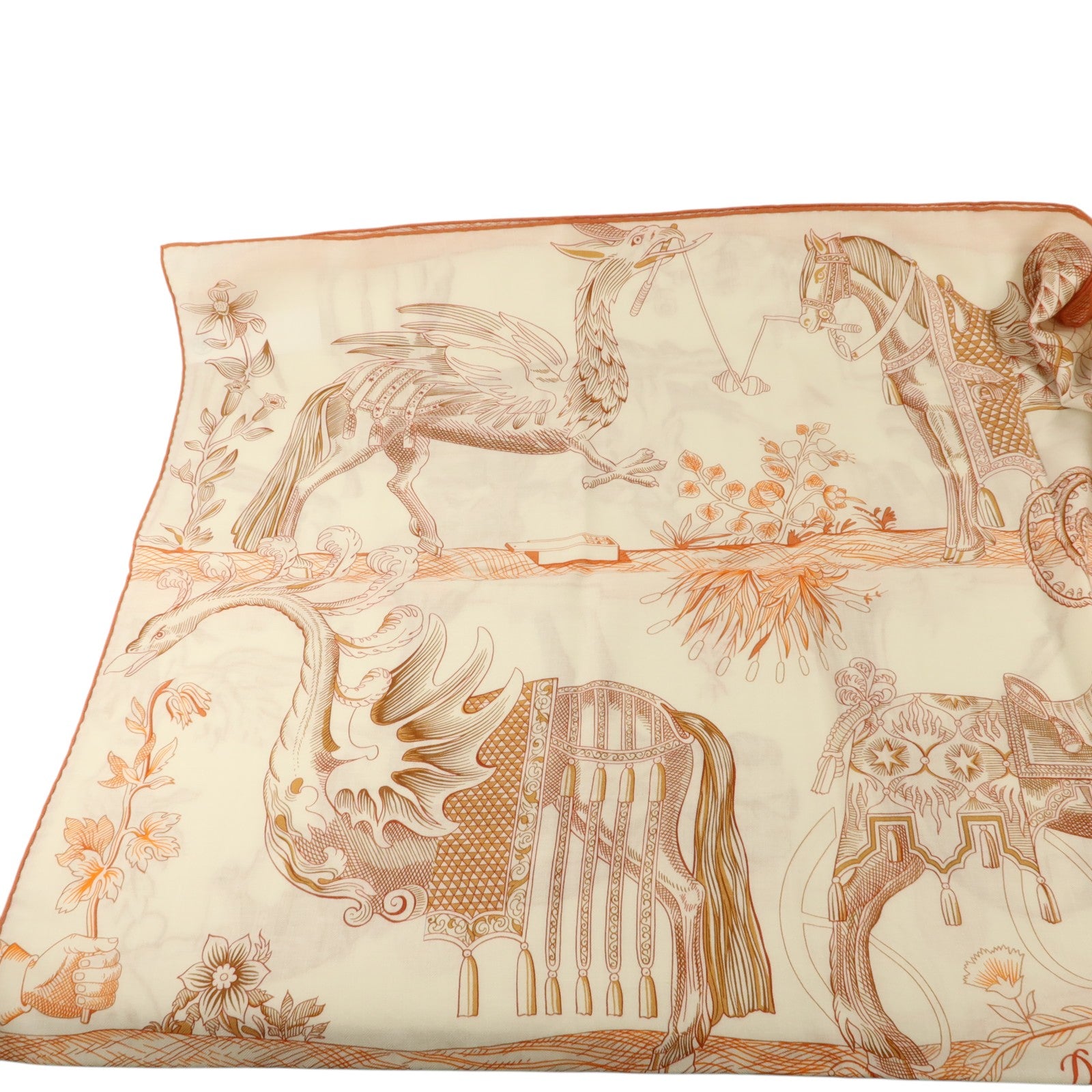 HERMES 羊絨/絲質Scarf 140X140絲巾