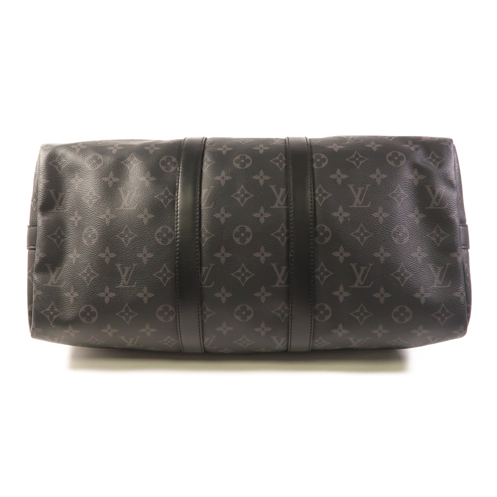 LOUIS VUITTON Monogram Eclipse Keepall 45 Bandouliere銀扣手挽肩背兩用袋