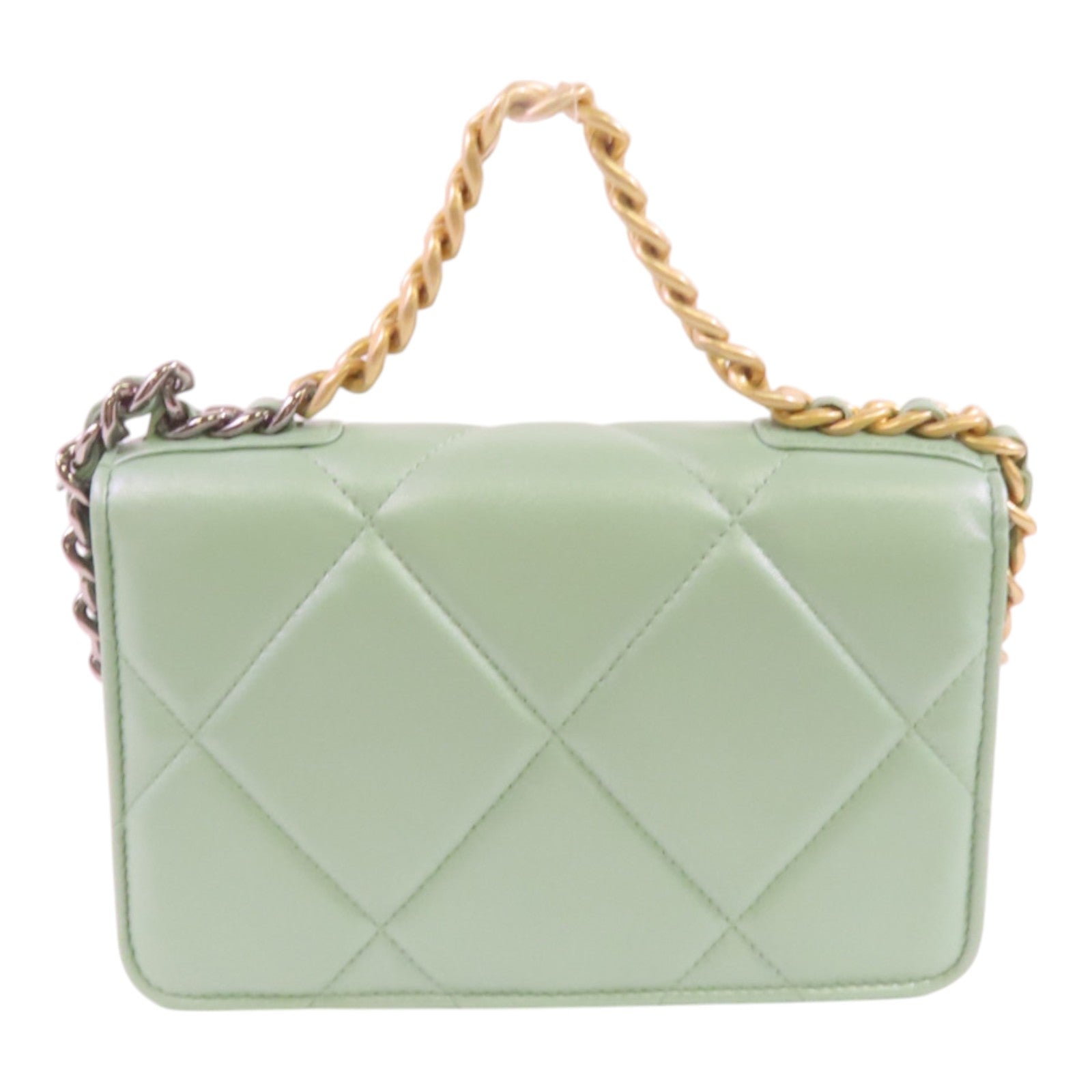 CHANEL CC GHW Chanel 19 WOC Hand Shoulder Bag Lambskin Leather Light Green