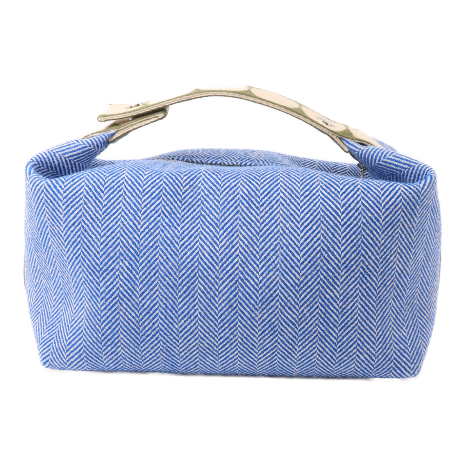 HERMES 羊毛/帆布Animaux Blocks Case Large手挽袋Bleu Gitane