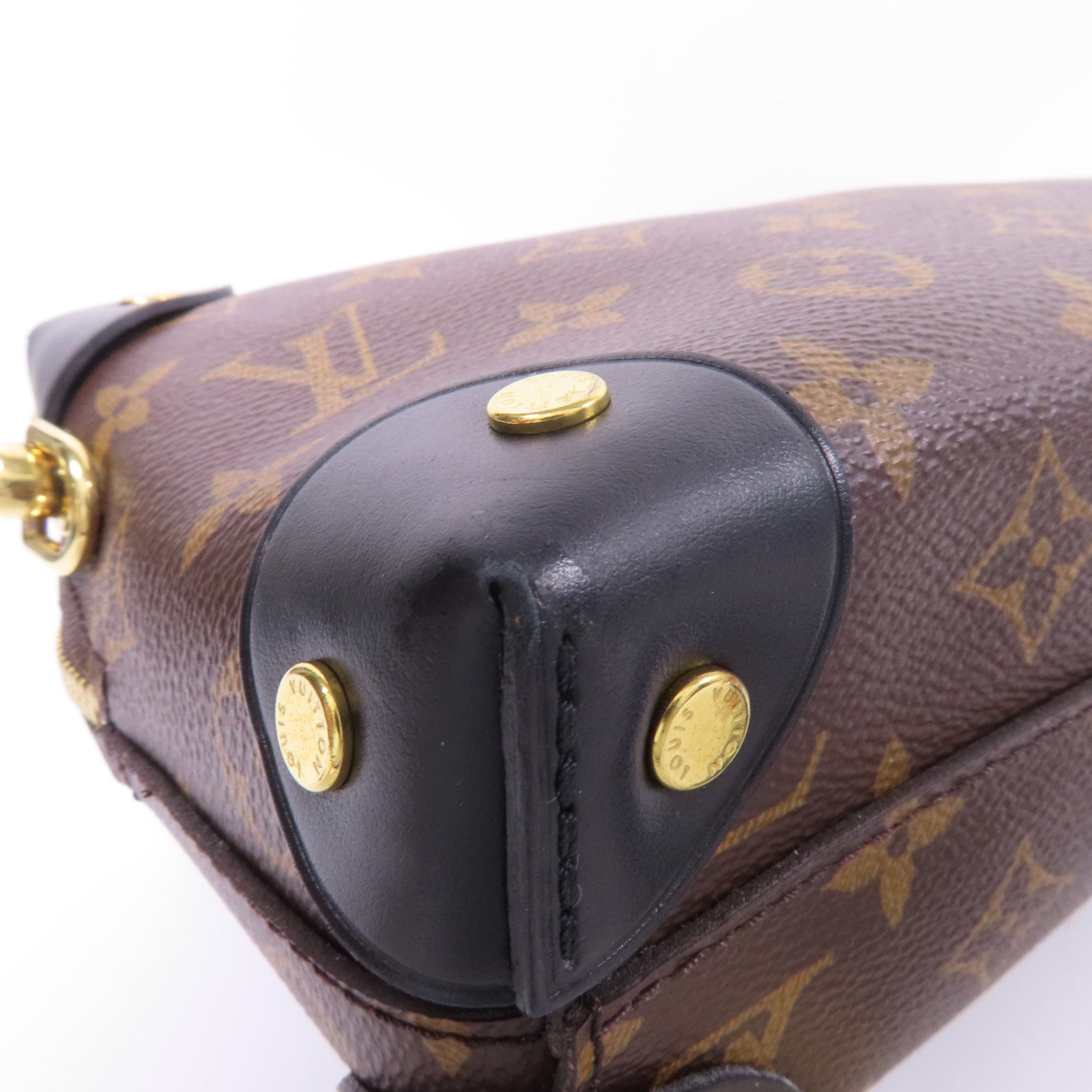 LOUIS VUITTON Monogram Petite Malle Souple金扣手挽肩背兩用袋棕色