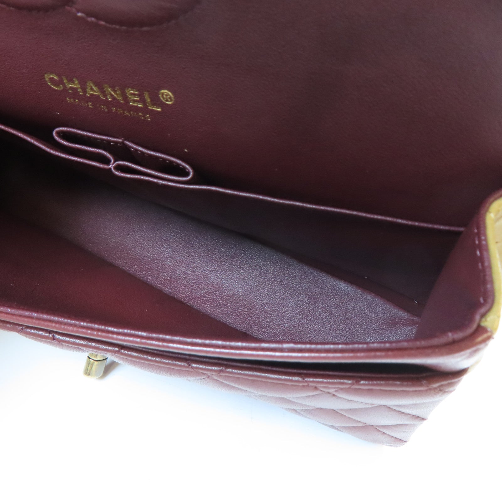 CHANEL 【激減優惠】菱格羊皮皮革Classic 25cm金扣鏈帶肩背袋紅色