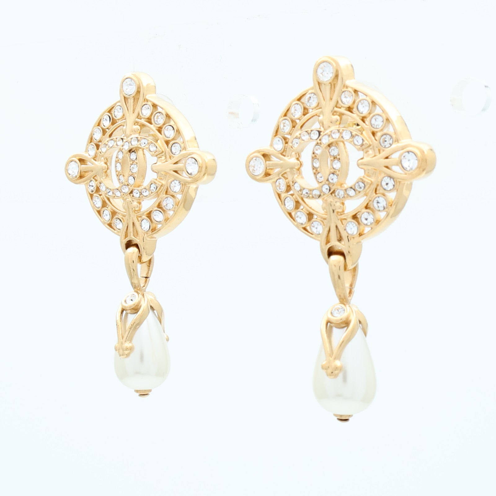 CHANEL 金屬Faux Pearl Drop Earrings耳環