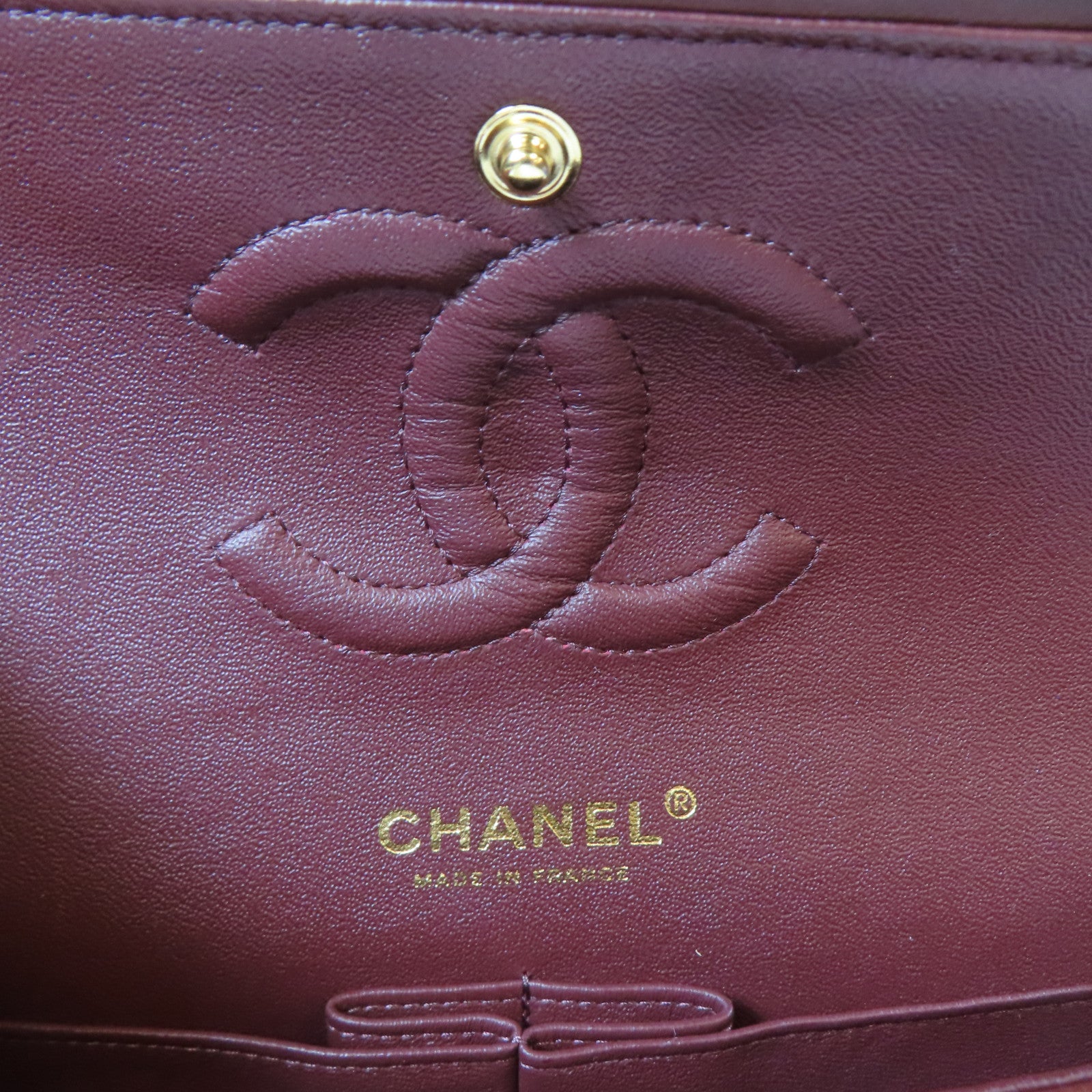 CHANEL 【激減優惠】菱格羊皮皮革Classic 25cm金扣鏈帶肩背袋紅色