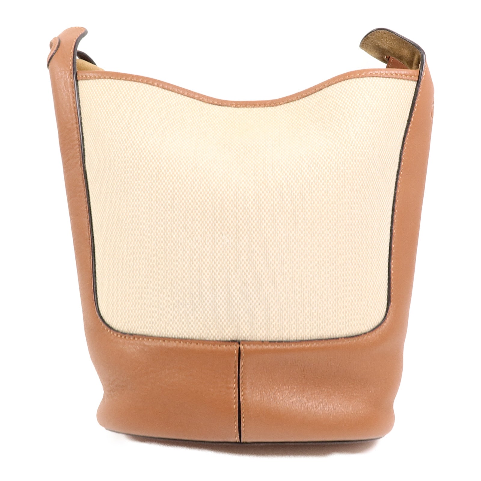 LOEWE 帆布/牛皮皮革Anagram Hobo Bucket Bag肩背袋