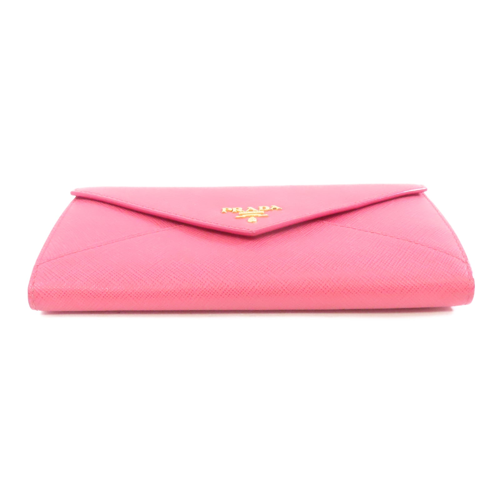 PRADA Saffiano皮革Long Wallet金扣長錢包粉紅色