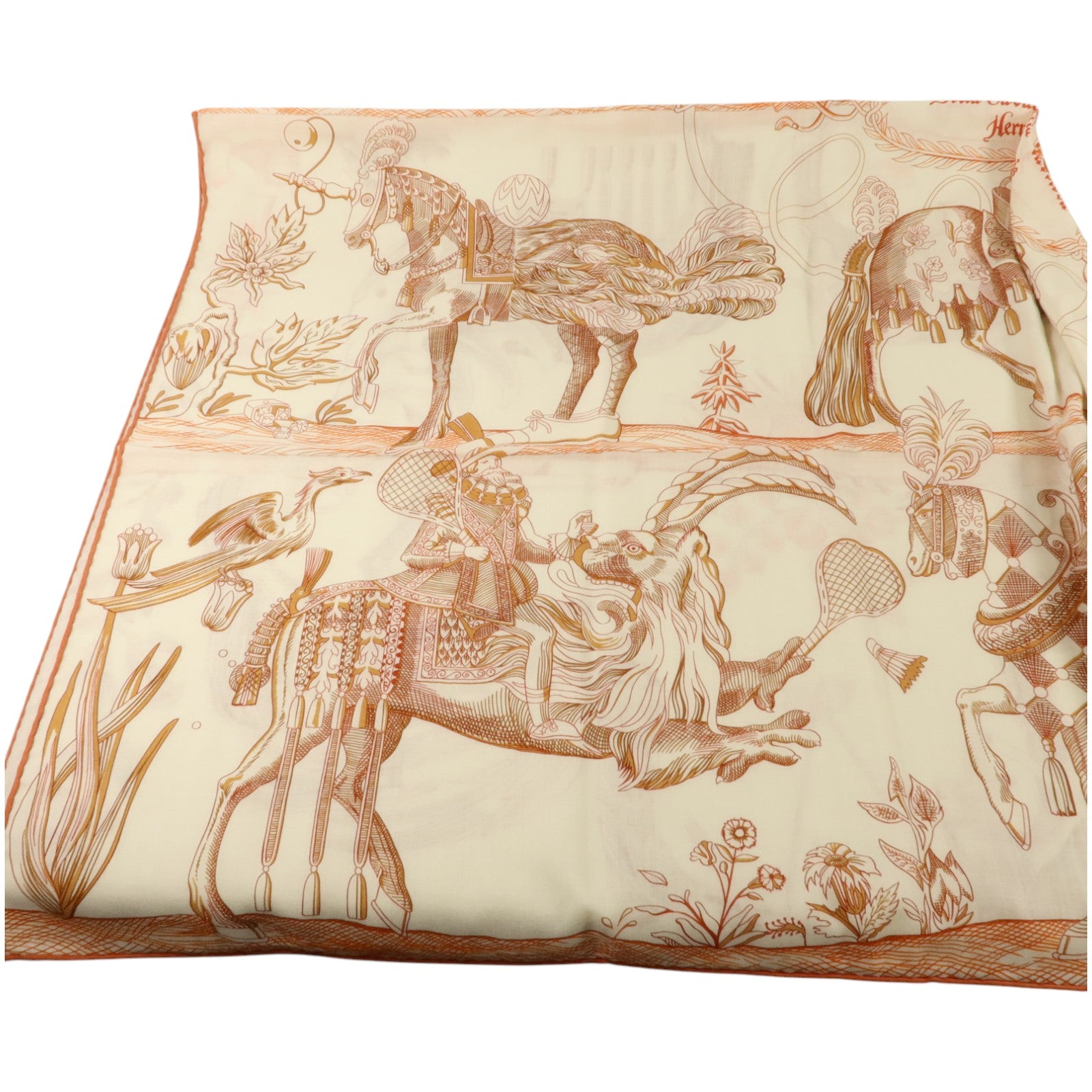 HERMES 羊絨/絲質Scarf 140X140絲巾