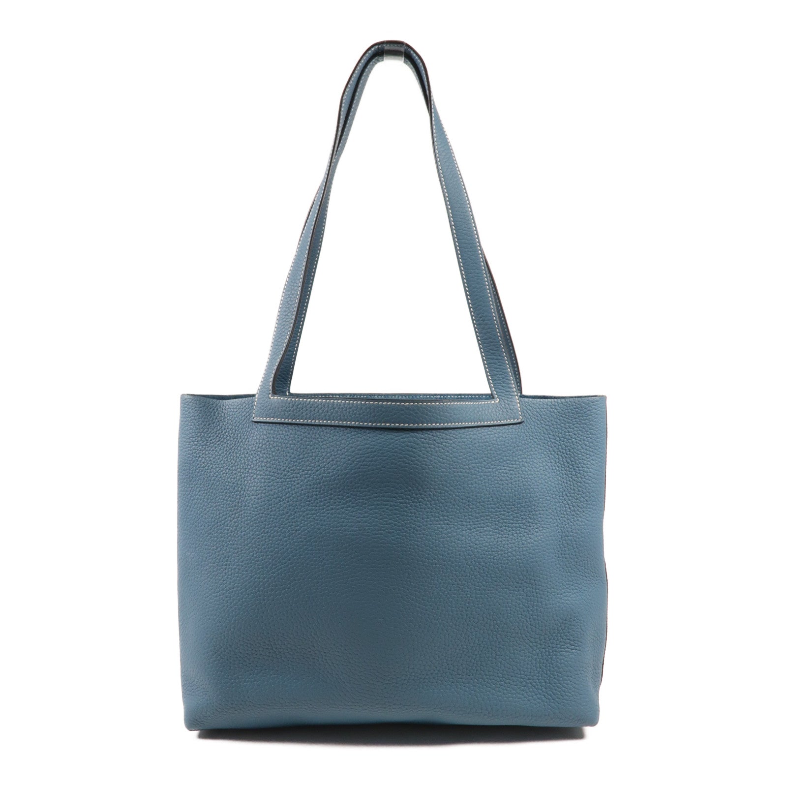 HERMES Clemence皮革Cabasellier 31手挽袋Bleu Frida