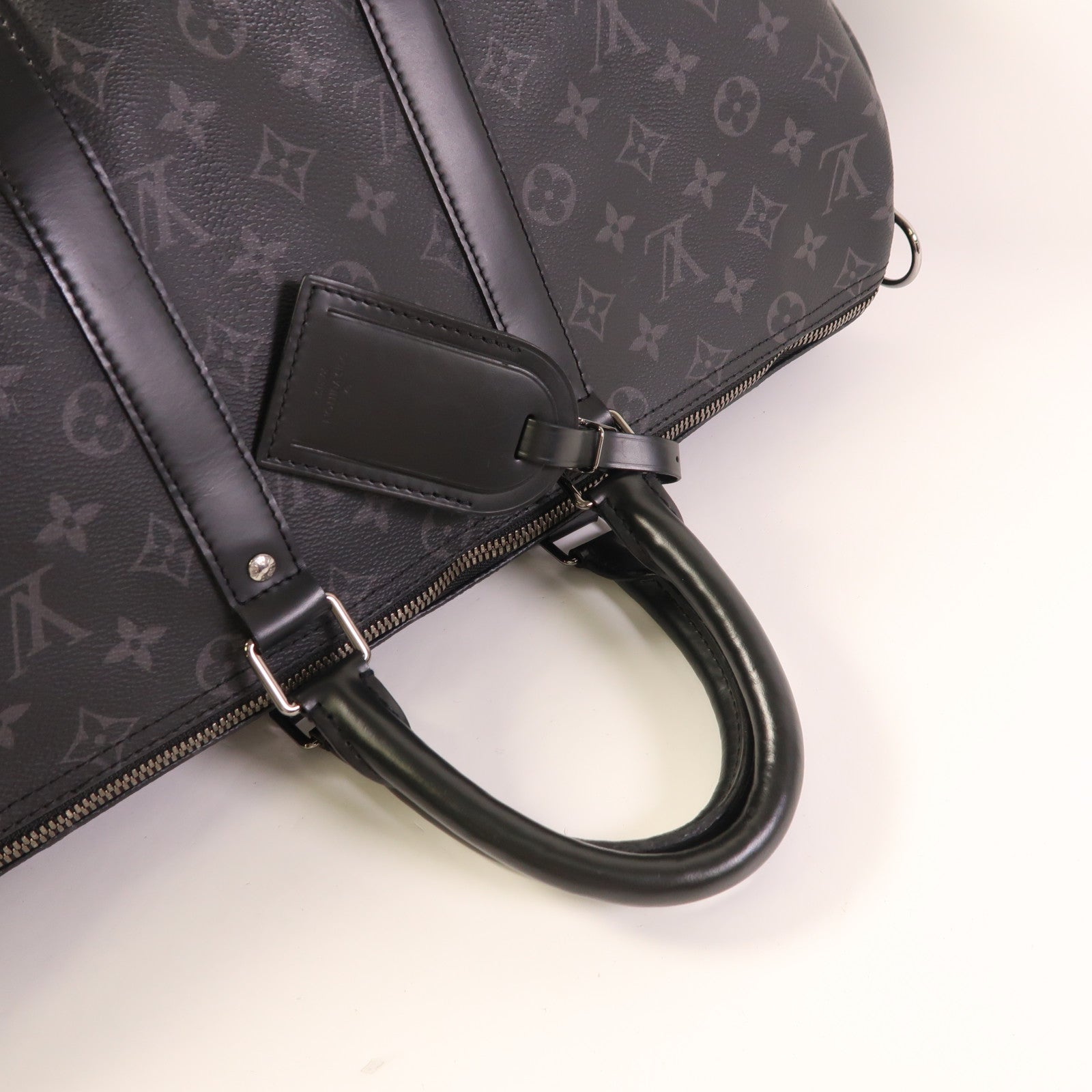 LOUIS VUITTON Monogram Eclipse Keepall 45 Bandouliere銀扣手挽肩背兩用袋