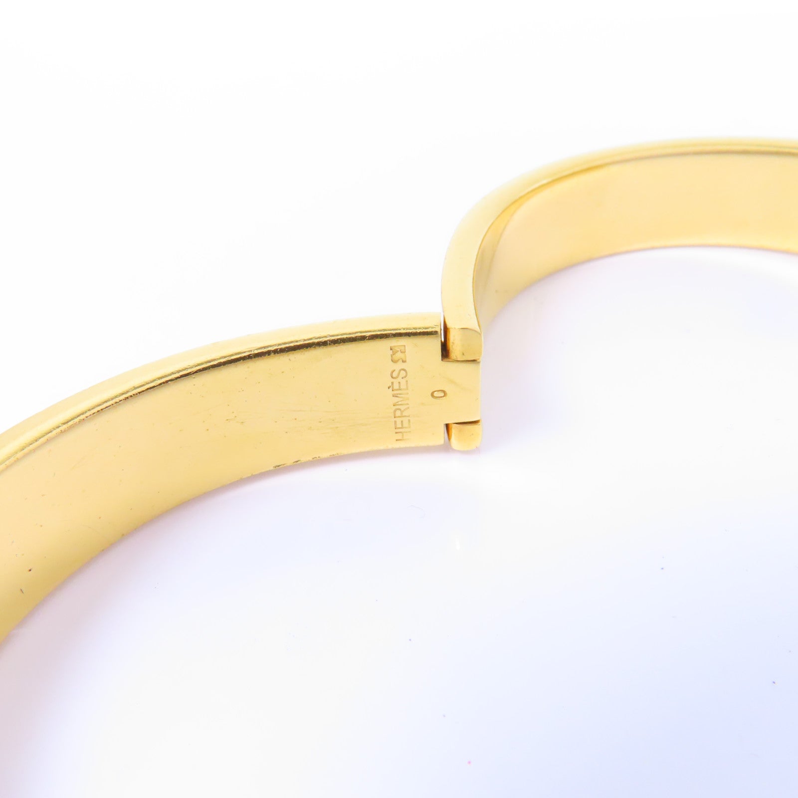 HERMES 金屬H Bangle手鐲金色/白色