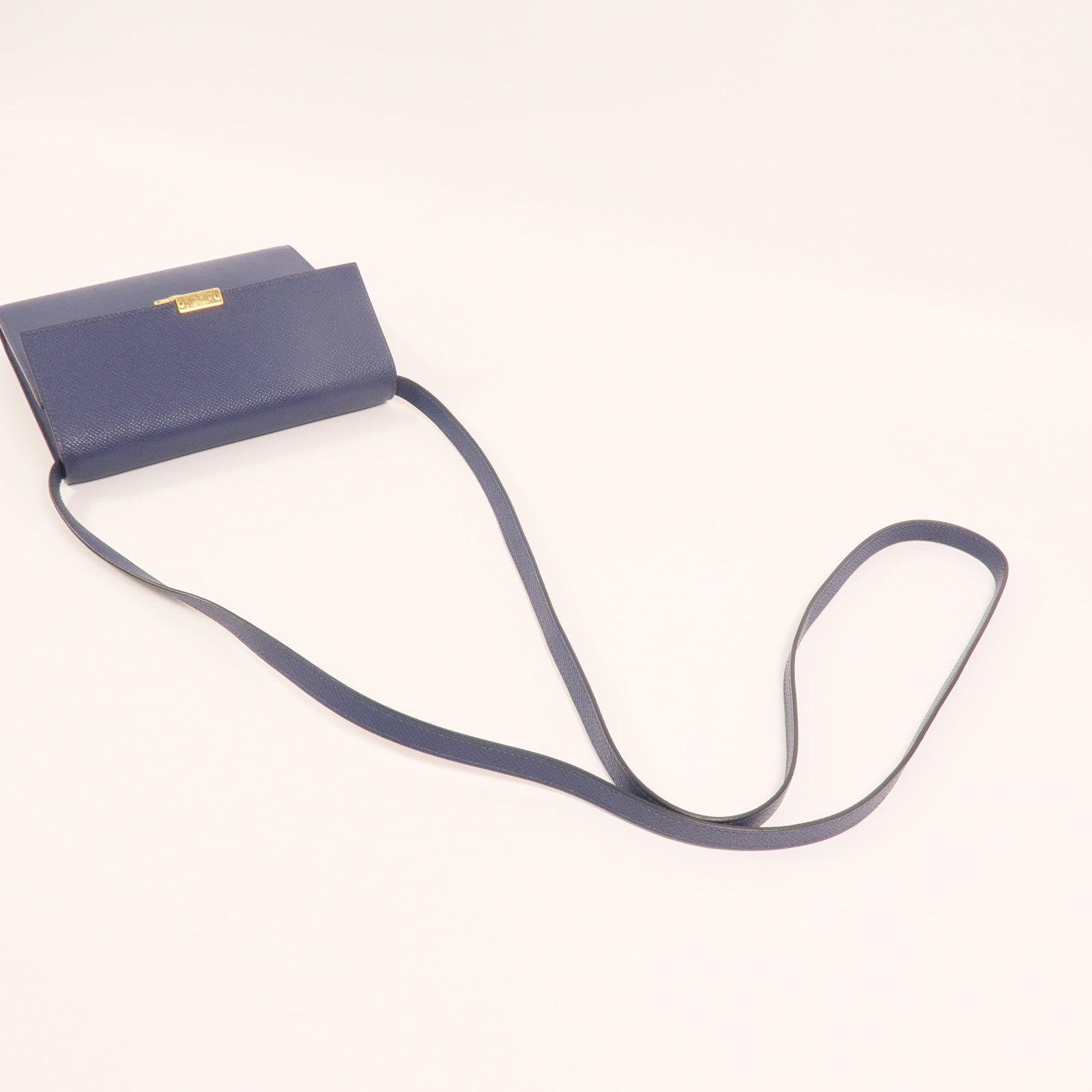 HERMES Epsom皮革Clic 16金扣肩背袋Bleu Saphir