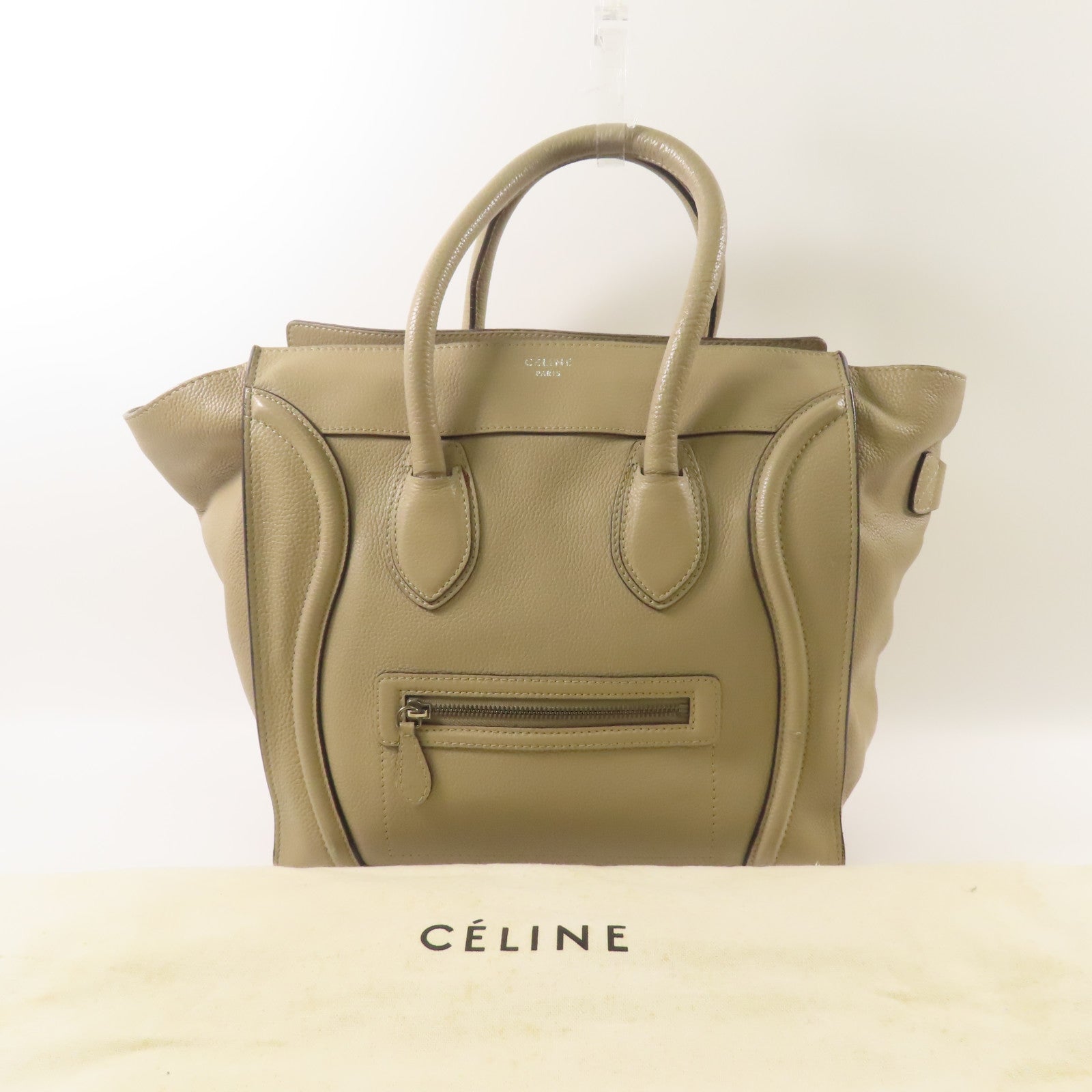 CELINE 牛皮皮革Luggage手挽袋淺褐色