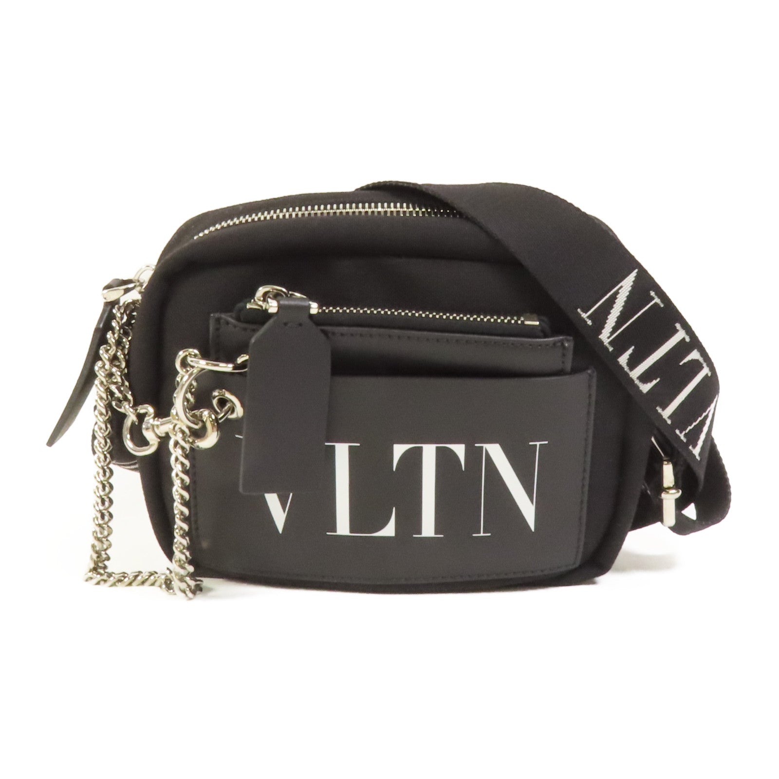 Valentino 帆布VLTN Garavami Shoulder Bag銀扣肩背袋
