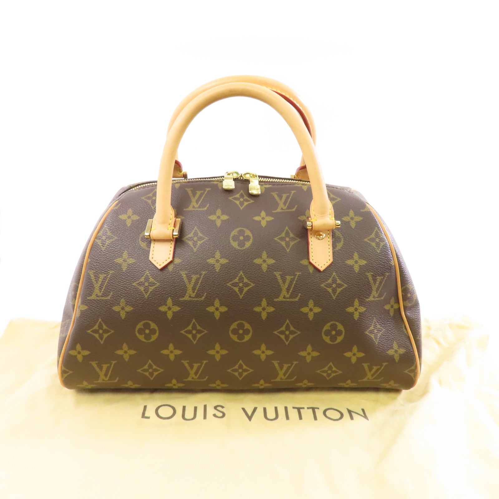 LOUIS VUITTON Monogram Ribera MM金扣手挽袋啡色