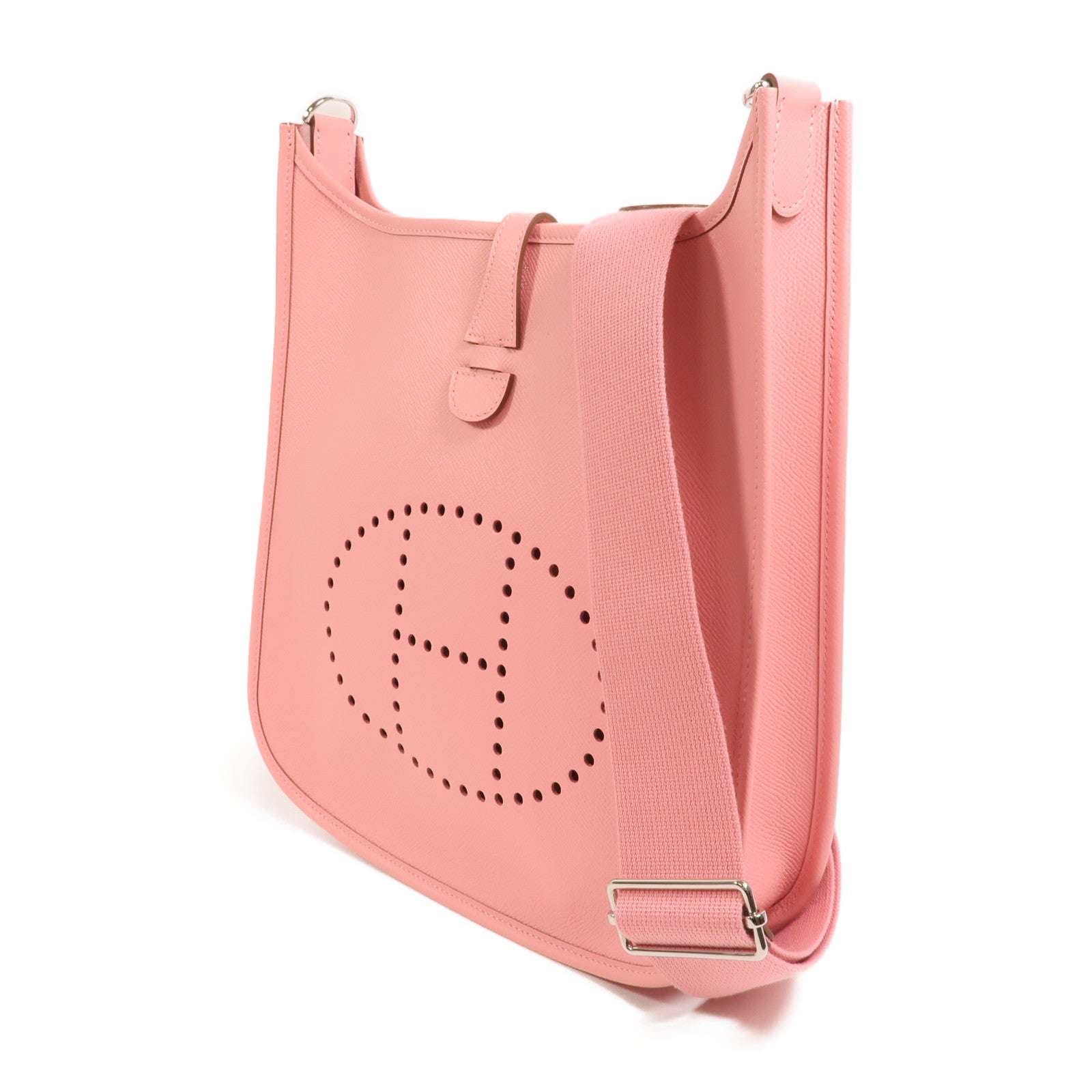 HERMES Epsom皮革Evelyne PM肩背袋Rose Confetti
