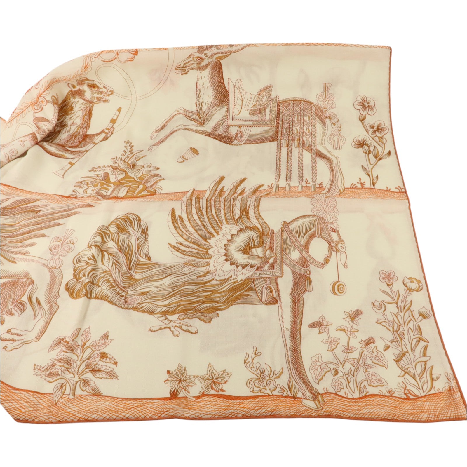 HERMES 羊絨/絲質Scarf 140X140絲巾
