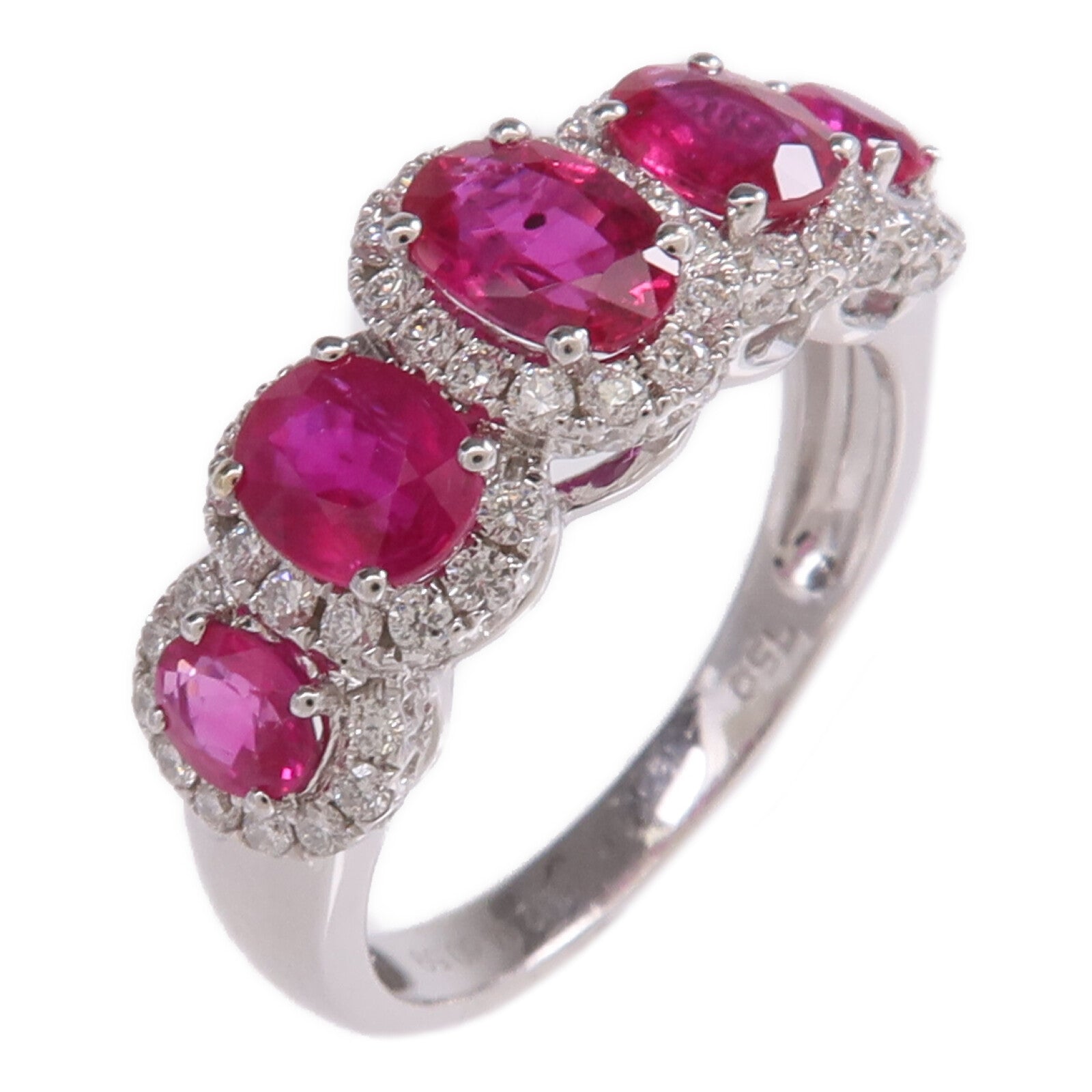 JEWELRY 18K白金Ring紅寶石/鑽石戒指