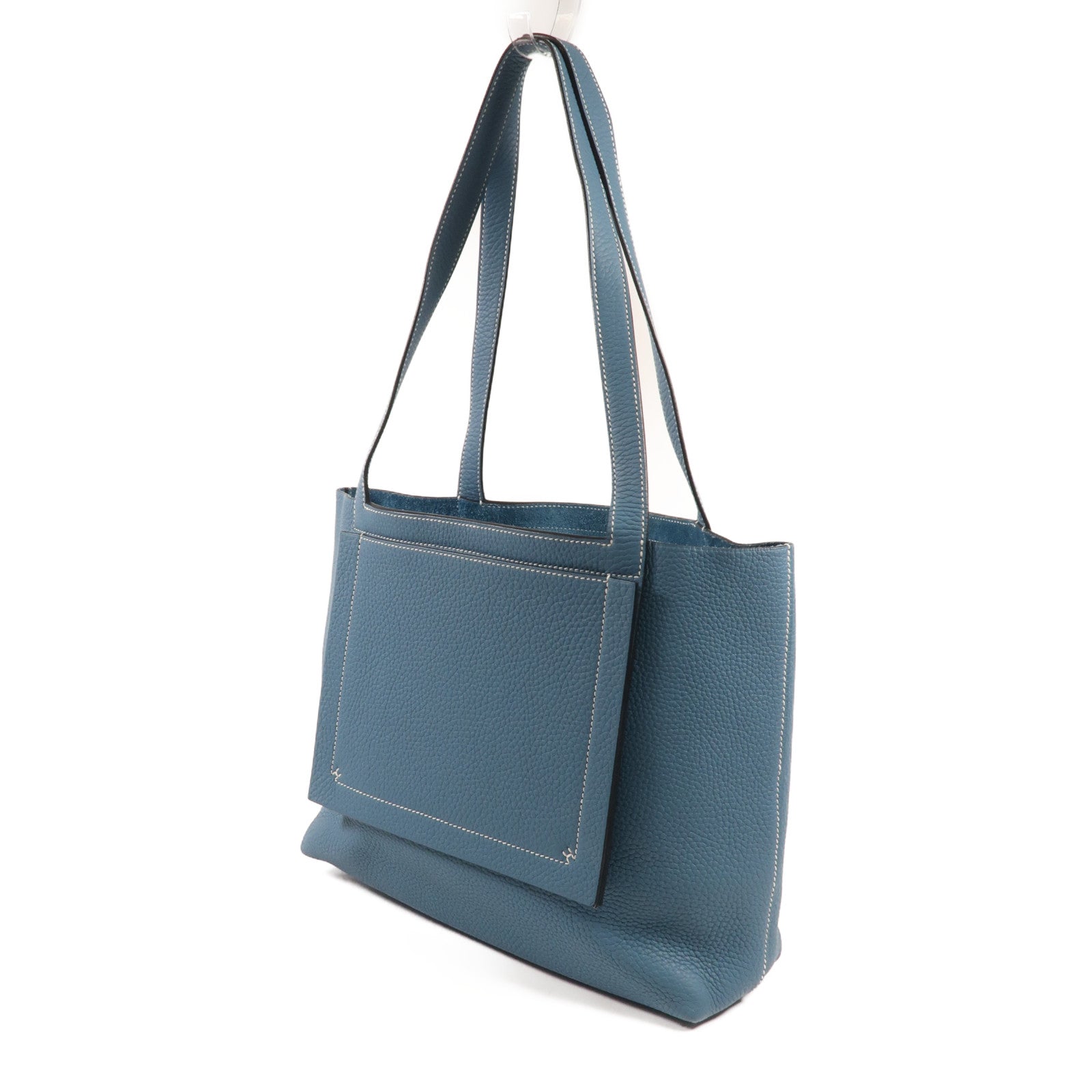 HERMES Clemence皮革Cabasellier 31手挽袋Bleu Frida