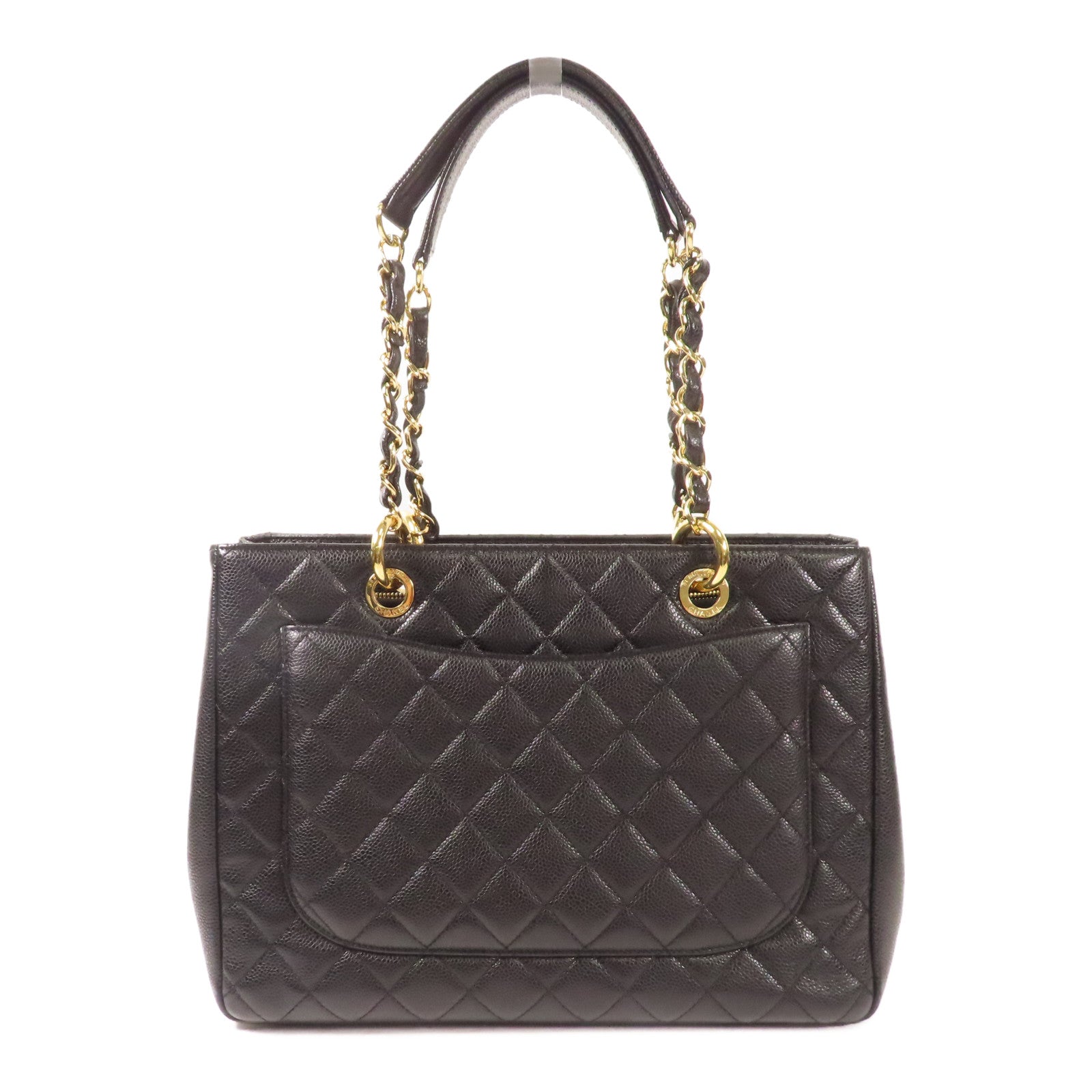 CHANEL 牛皮皮革GST Grand Shopping Tote Bag金扣鏈帶肩背袋