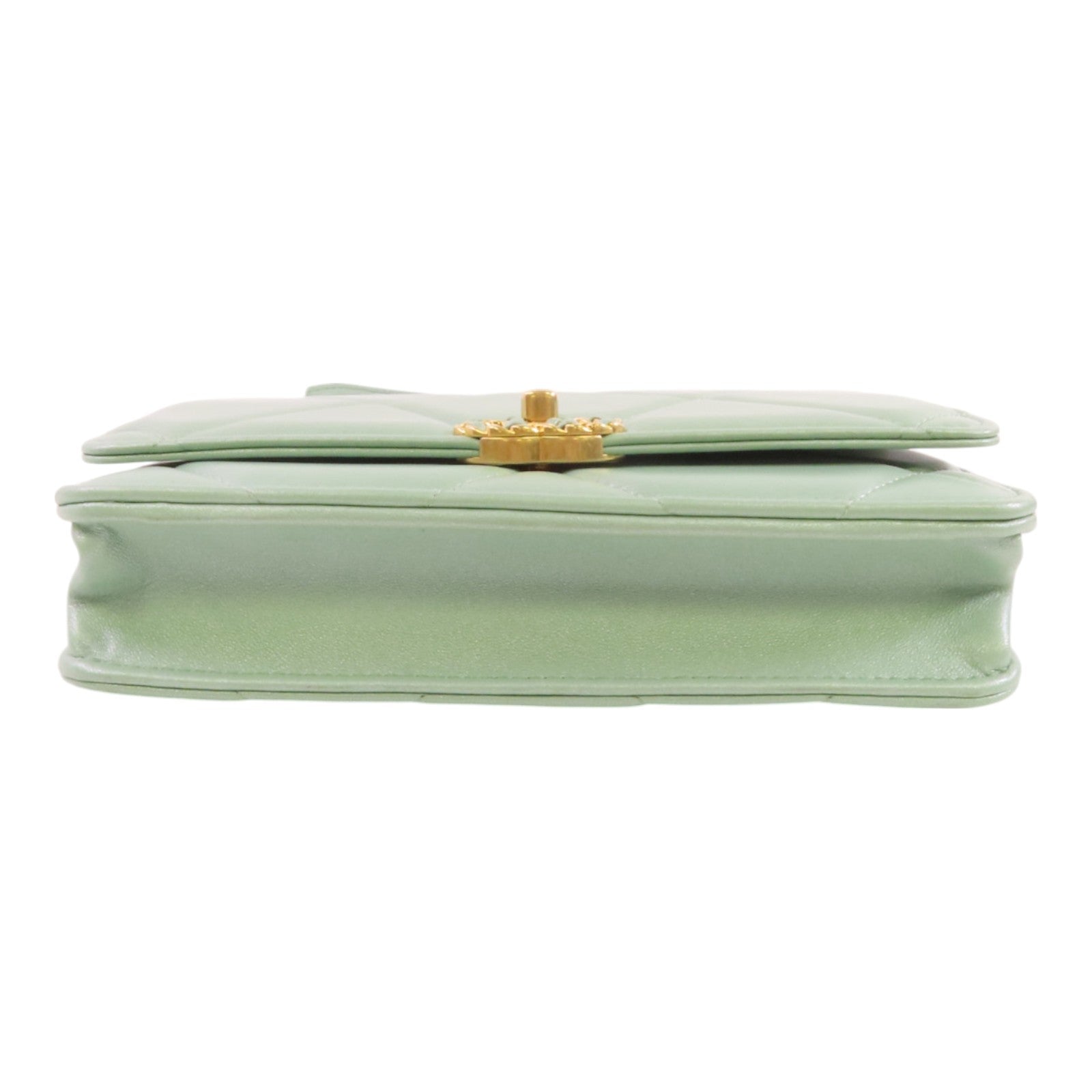 CHANEL CC GHW Chanel 19 WOC Hand Shoulder Bag Lambskin Leather Light Green