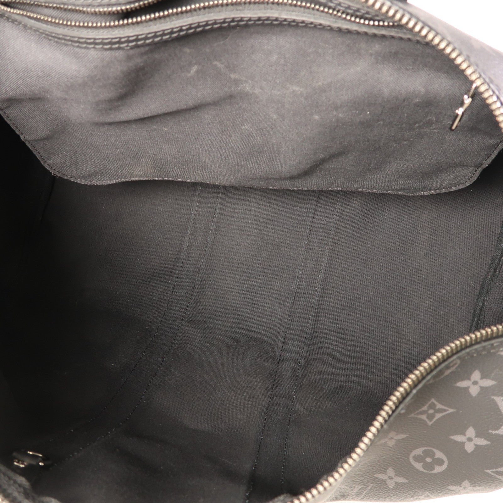 LOUIS VUITTON Monogram Eclipse Keepall 45 Bandouliere銀扣手挽肩背兩用袋