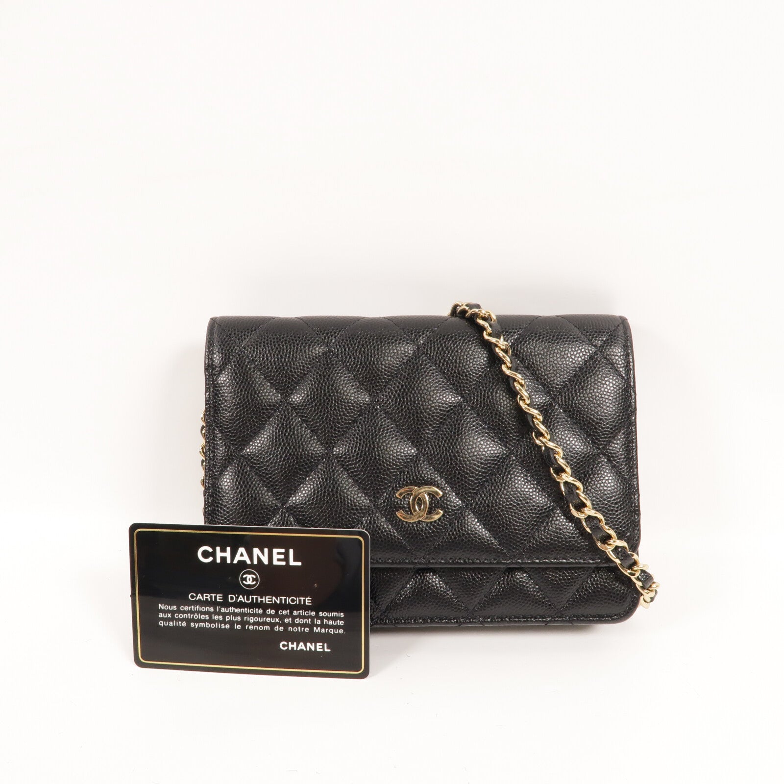CHANEL 牛皮皮革Mini WOC Wallet On Chain鏈帶肩背袋
