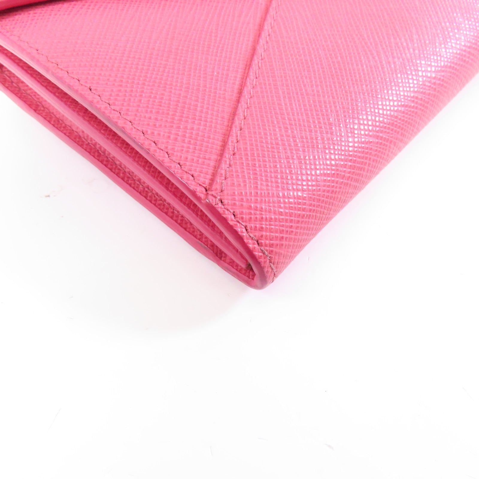 PRADA Saffiano皮革Long Wallet金扣長錢包粉紅色