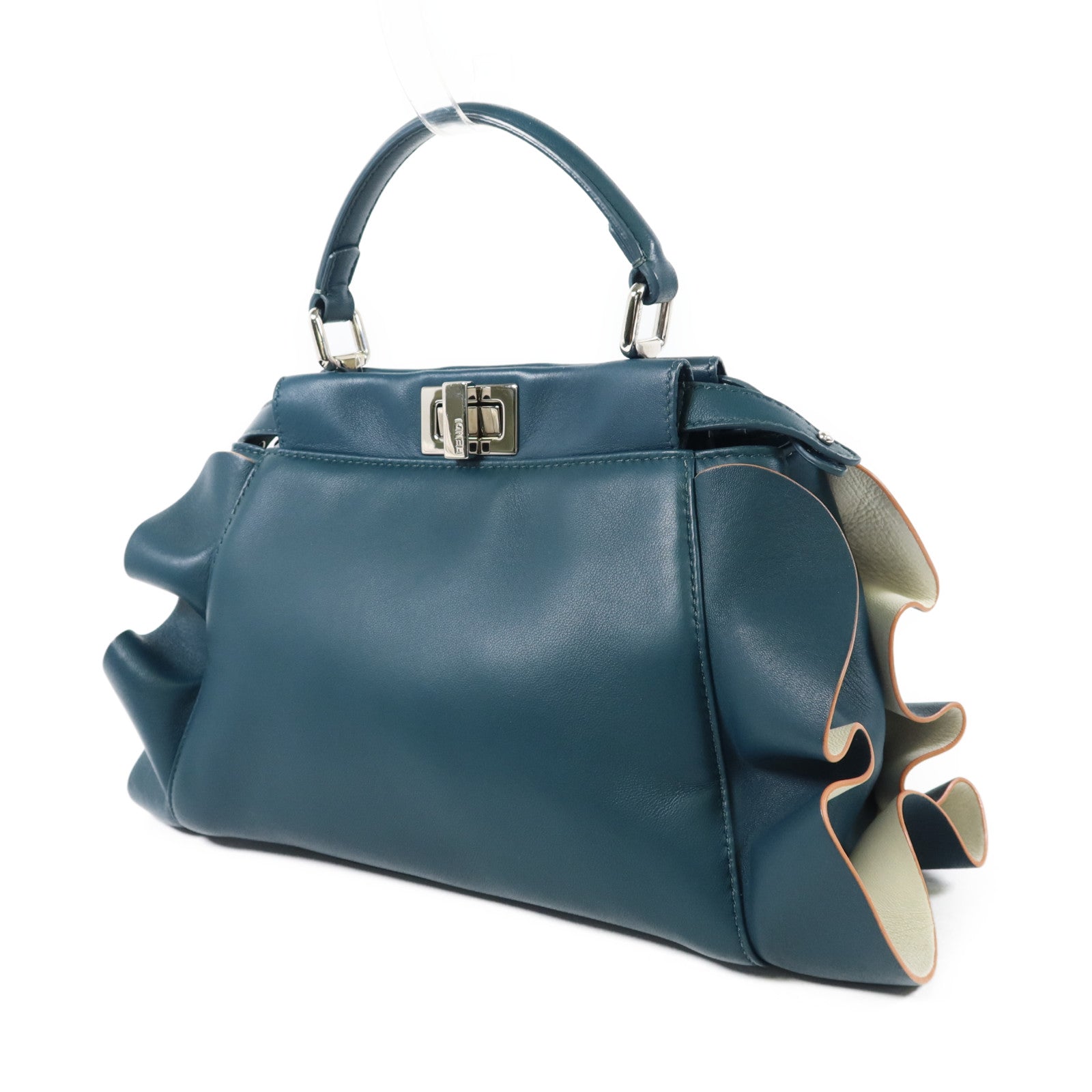 FENDI 羊皮皮革Peekaboo Wave銀扣手挽肩背兩用袋