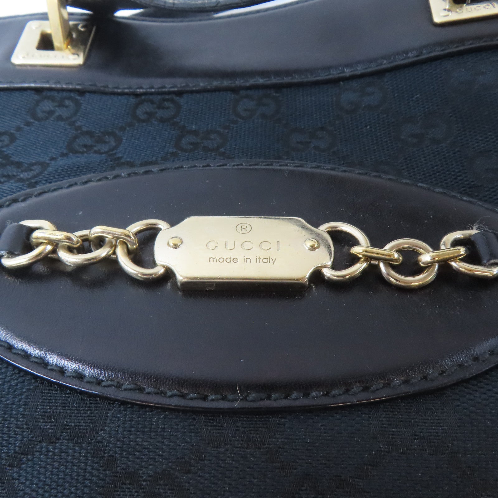 GUCCI 帆布Shoulder Bag金扣肩背袋黑色