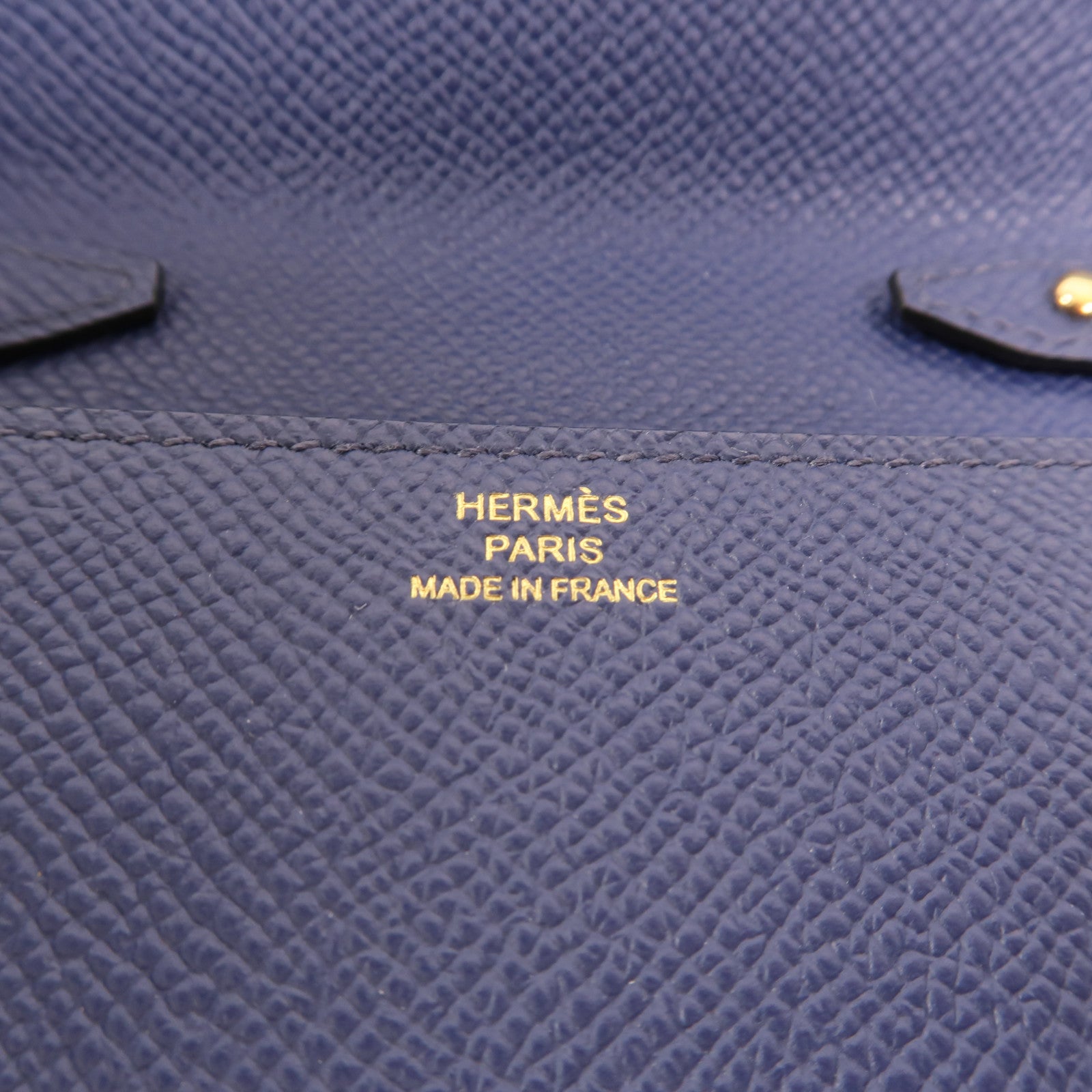 HERMES Epsom皮革Clic 16金扣肩背袋Bleu Saphir