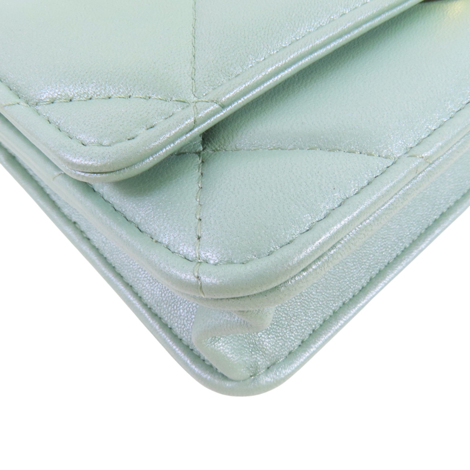 CHANEL CC GHW Chanel 19 WOC Hand Shoulder Bag Lambskin Leather Light Green