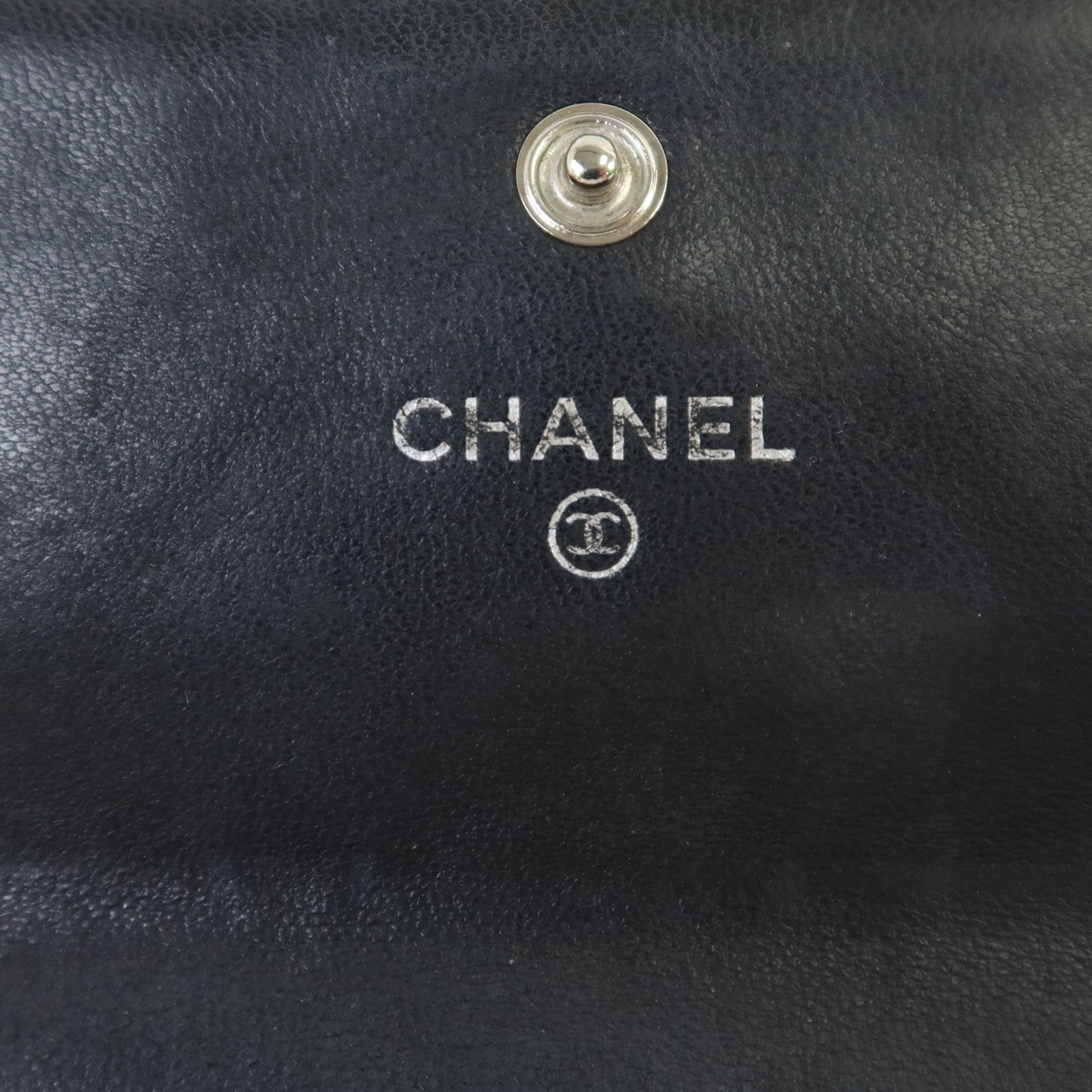 CHANEL 羊皮皮革Fold Wallet銀扣長錢包