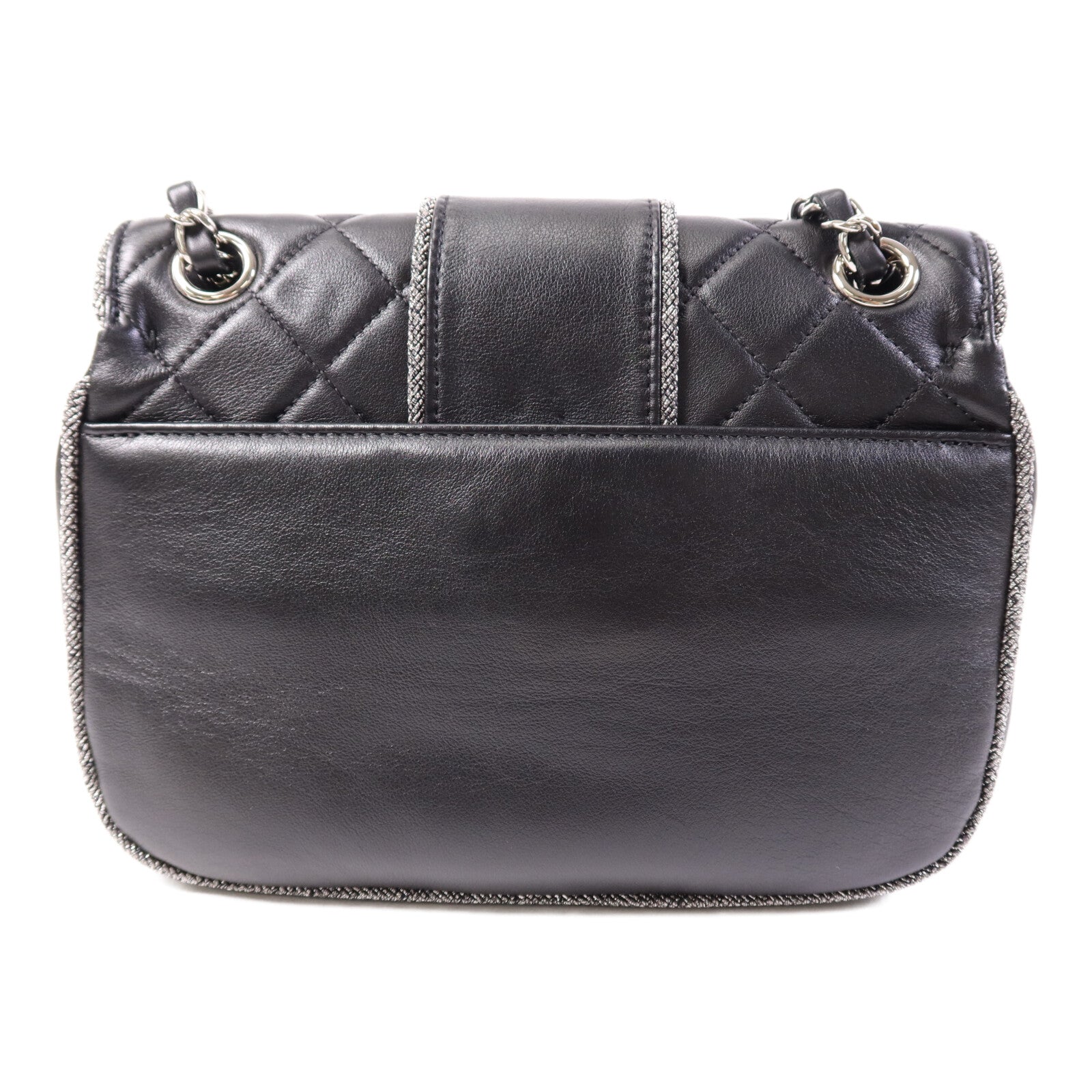 CHANEL 牛皮皮革Chain Shoulder Bag銀扣鏈帶肩背袋
