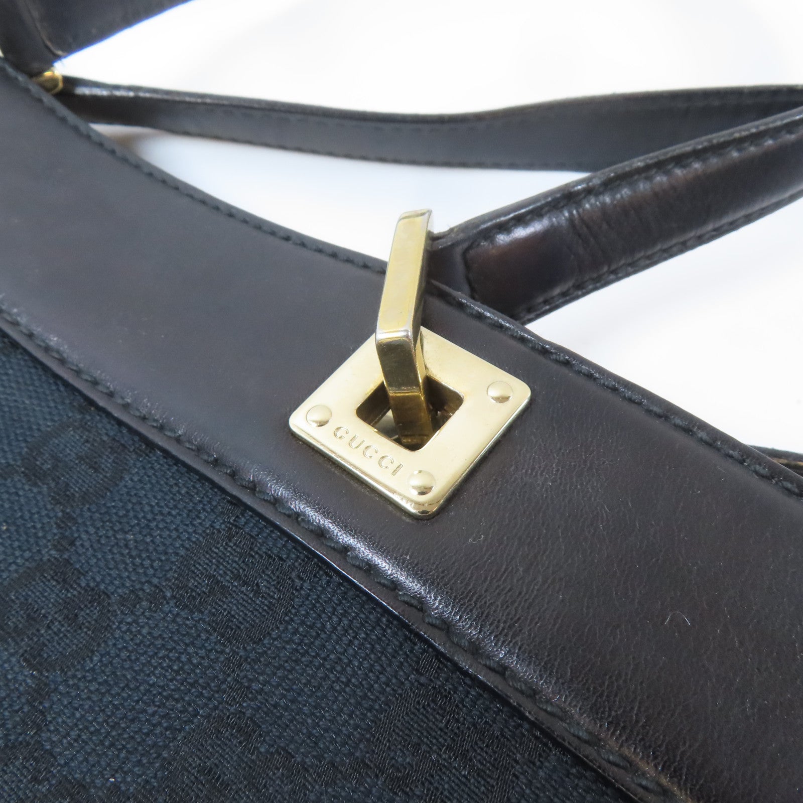 GUCCI 帆布Shoulder Bag金扣肩背袋黑色