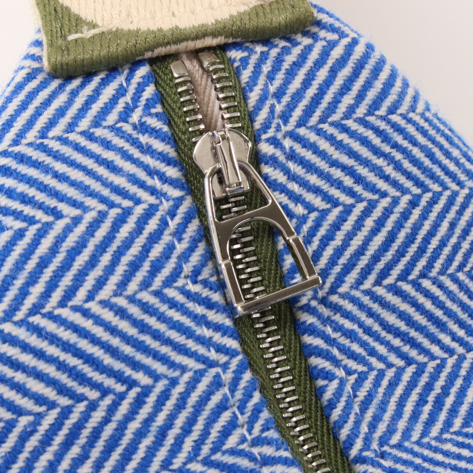 HERMES 羊毛/帆布Animaux Blocks Case Large手挽袋Bleu Gitane