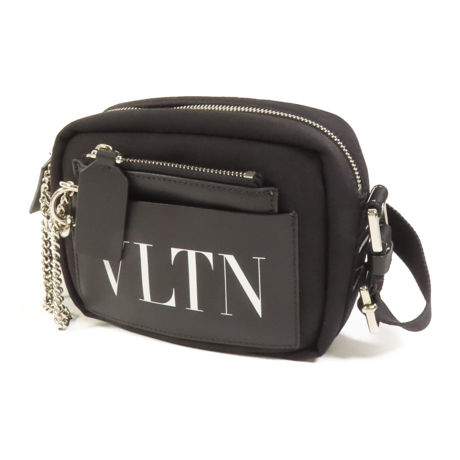 Valentino 帆布VLTN Garavami Shoulder Bag銀扣肩背袋